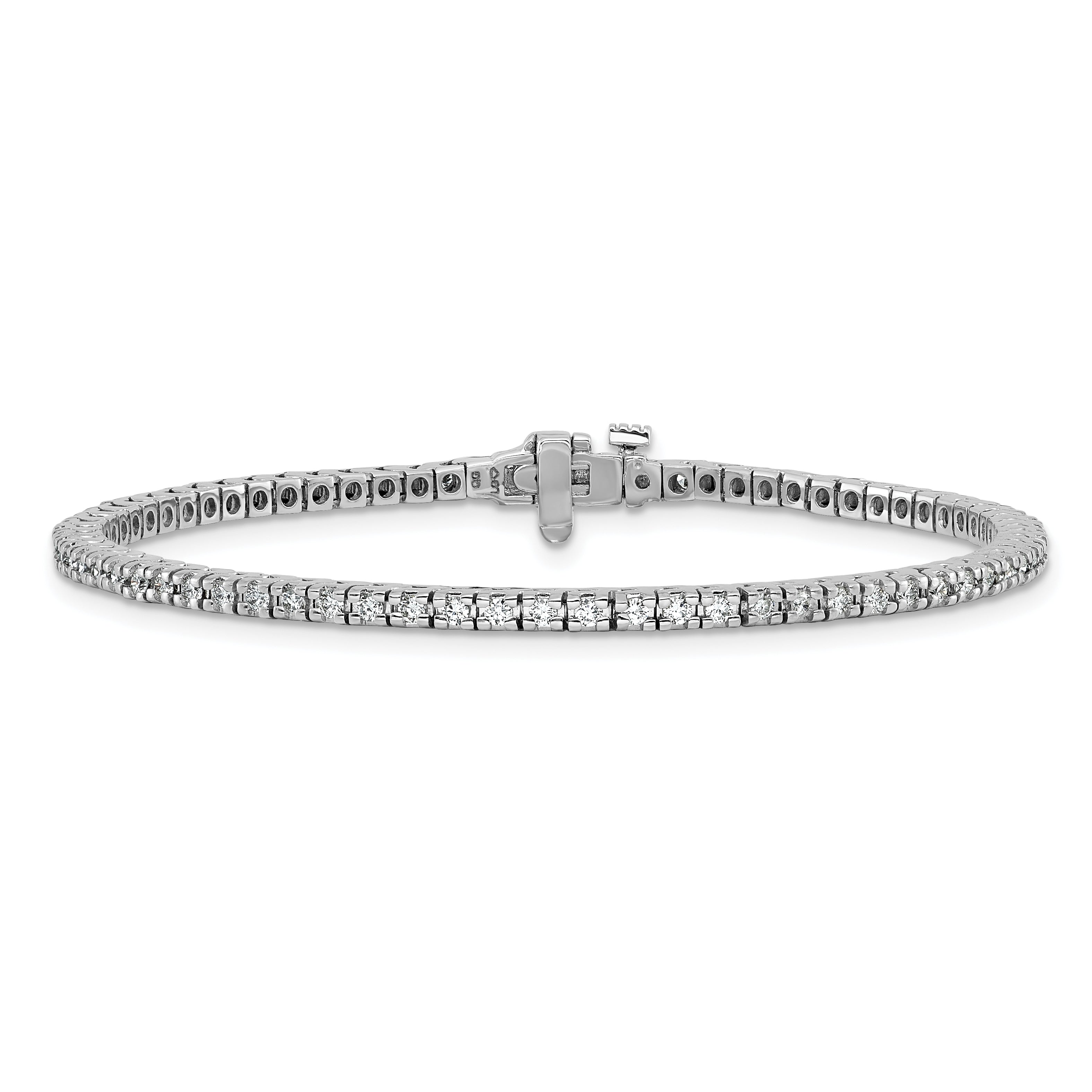 14k White Gold 1 1/4 carat Lab Grown Diamond VS/SI+ G+ Complete Round Tennis Bracelet