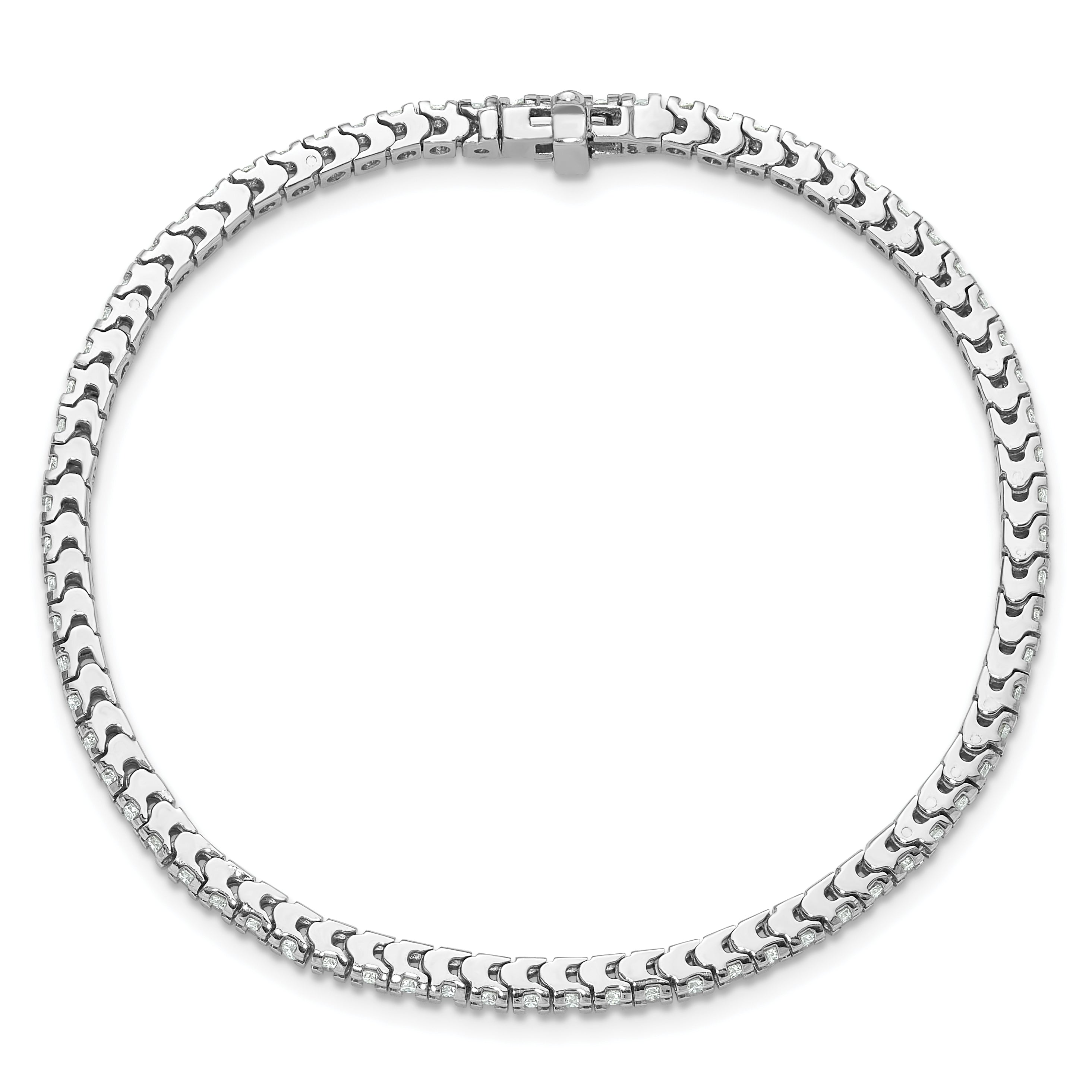14k White Gold Complete 1.25 carat Round AA Diamond 4-prong 7 inch Tennis Bracelet