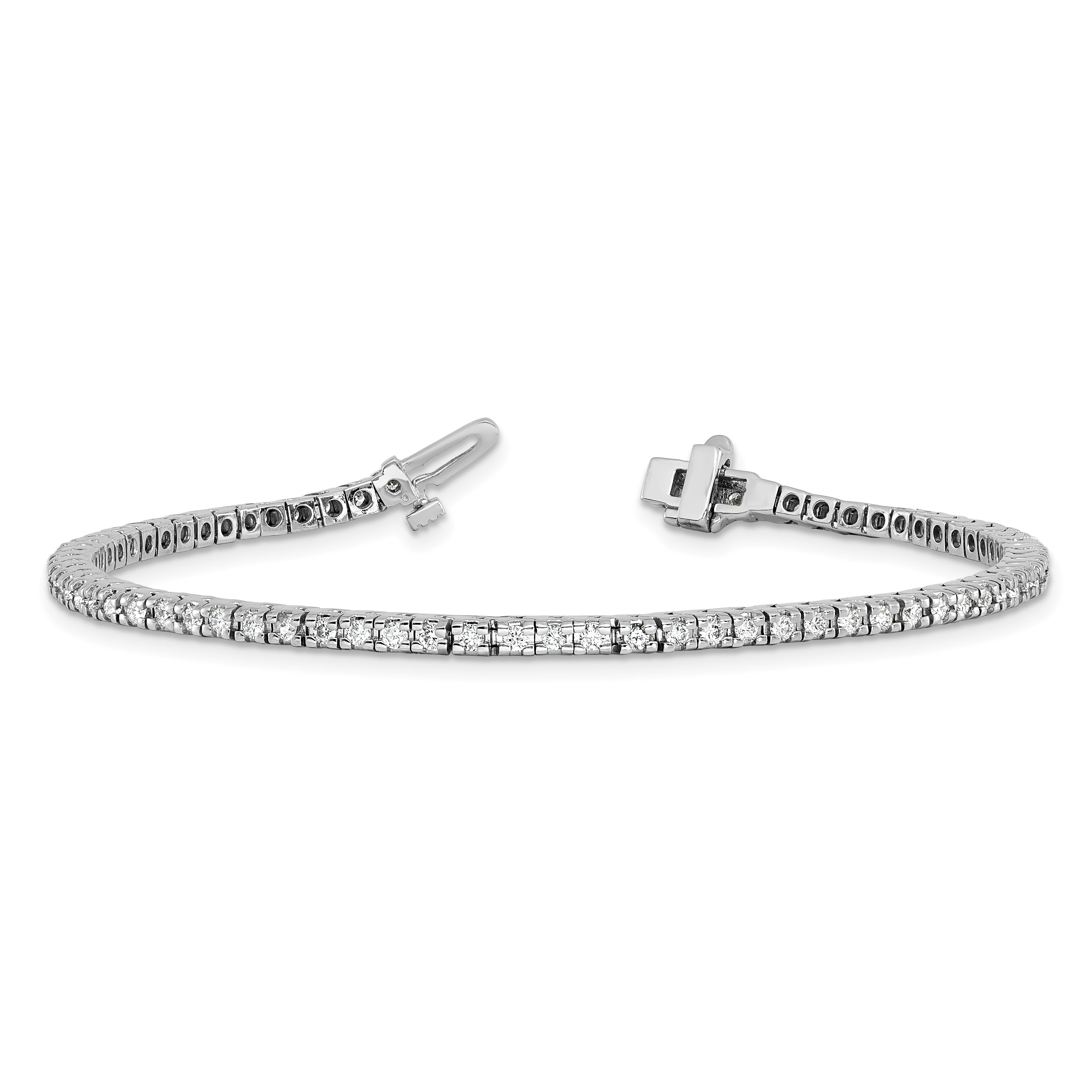 14k White Gold Complete 1.25 carat Round AA Diamond 4-prong 7 inch Tennis Bracelet