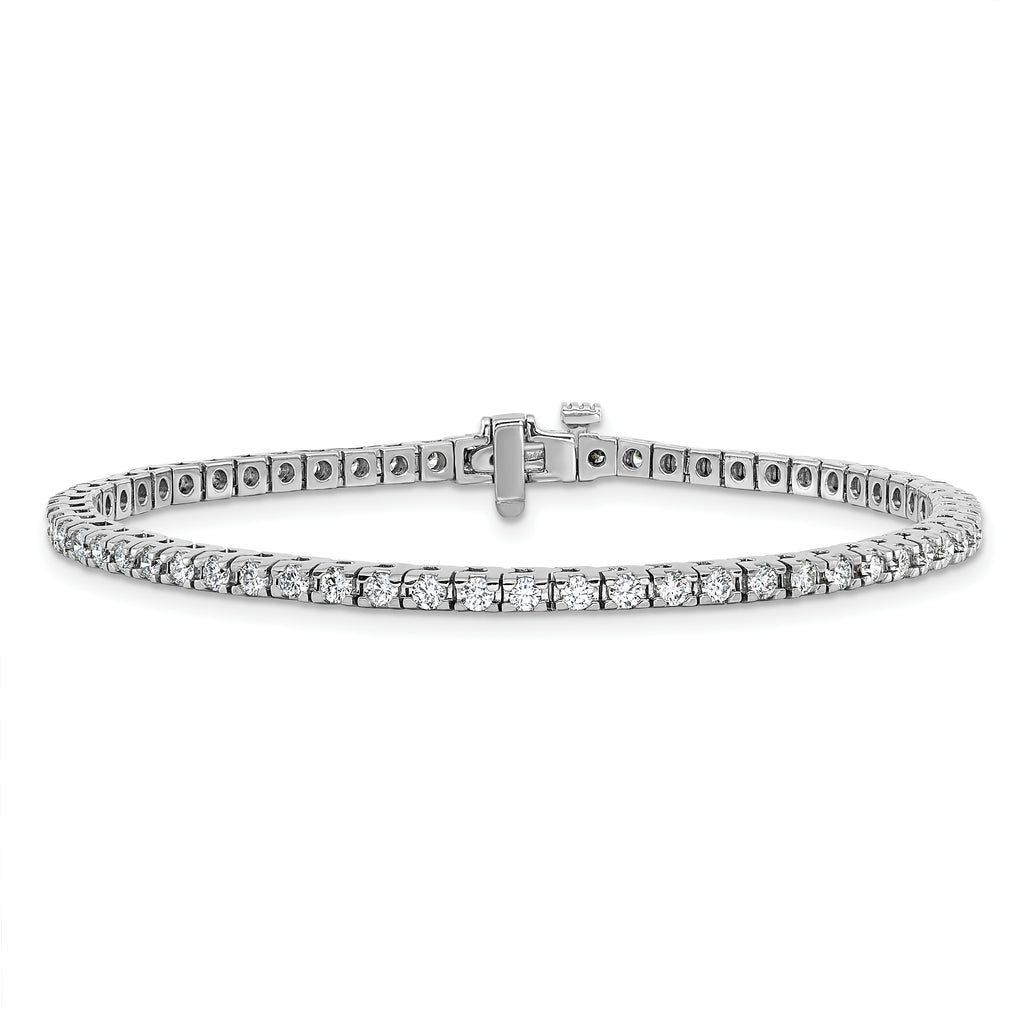 14k White Gold Holds 2.17 carat 62-2.0mm Round Diamond 4-prong 7 inch Tennis Bracelet Mounting (No Stone Included)