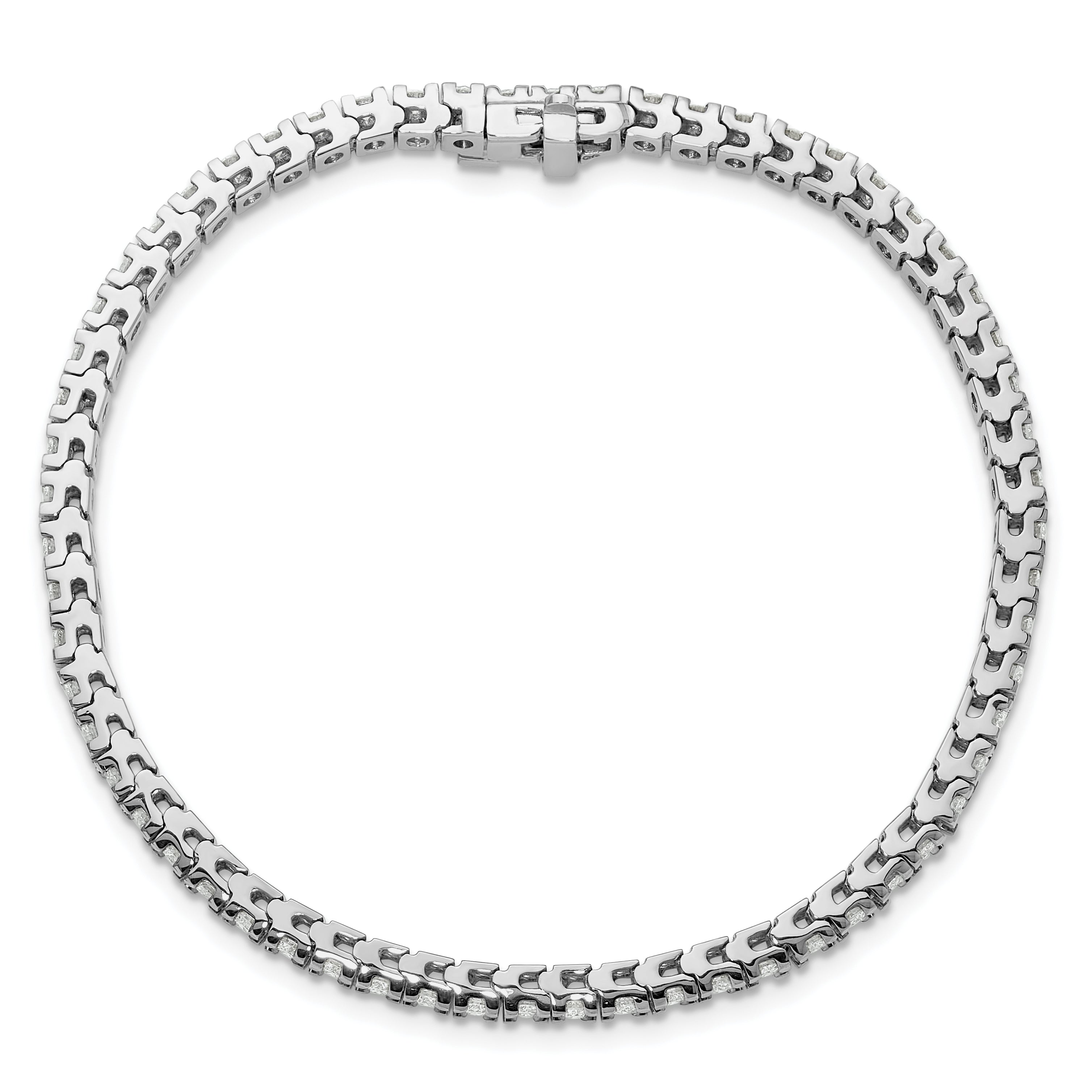 14k White Gold Complete 2.17 carat Round AA Diamond 4-prong 7 inch Tennis Bracelet
