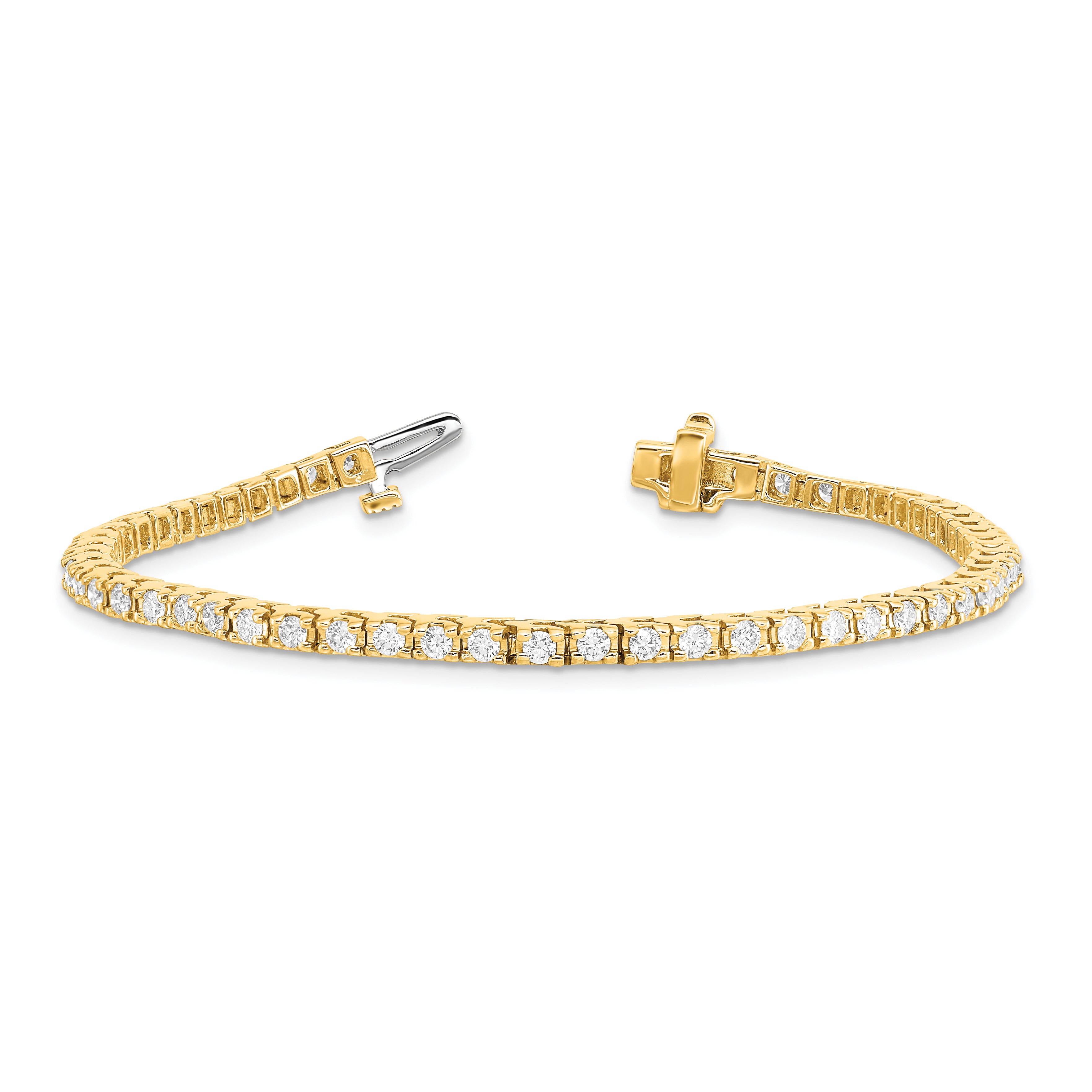 14k Complete 2.18 carat Round A Diamond 4-prong 7 inch Tennis Bracelet