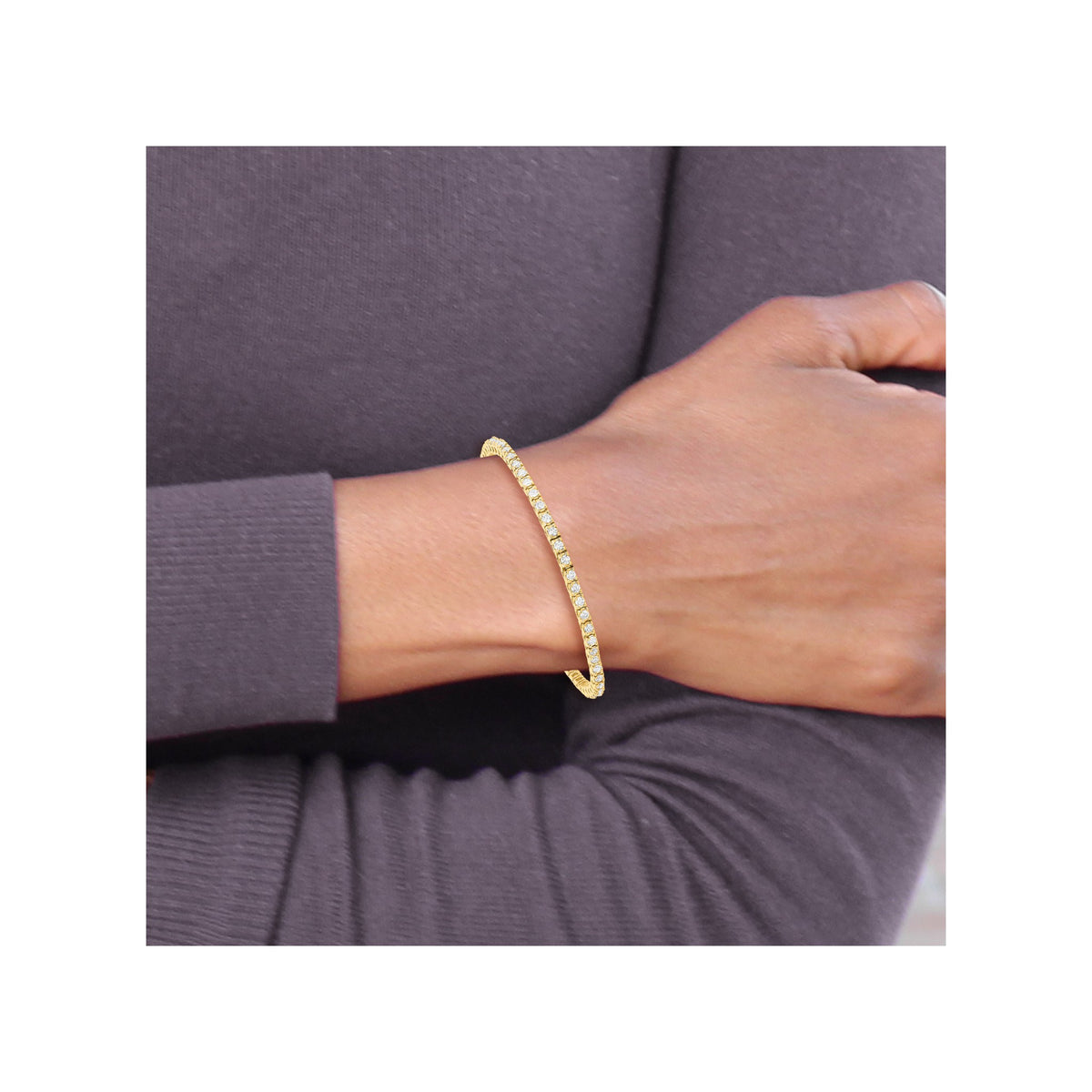 Lab-Grown Diamond Tennis Bracelet in 14K Yellow Gold (2 1/5 ct. tw.), 7 Inch - Sophia Jewelers