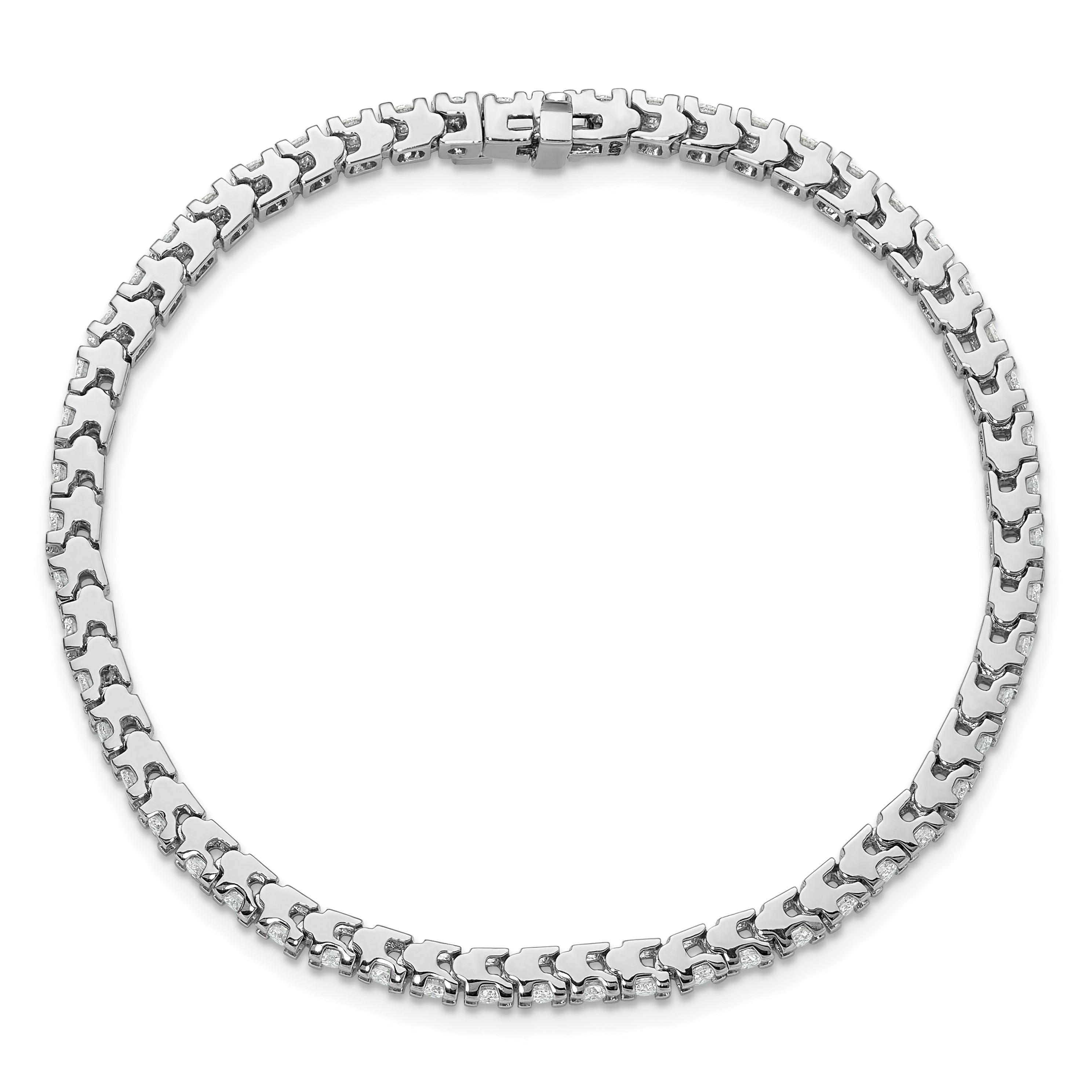 14k White Gold Holds 2.18 carat 56-2.1mm Round Diamond 4-prong 7 inch Tennis Bracelet Mounting (No Stone Included)