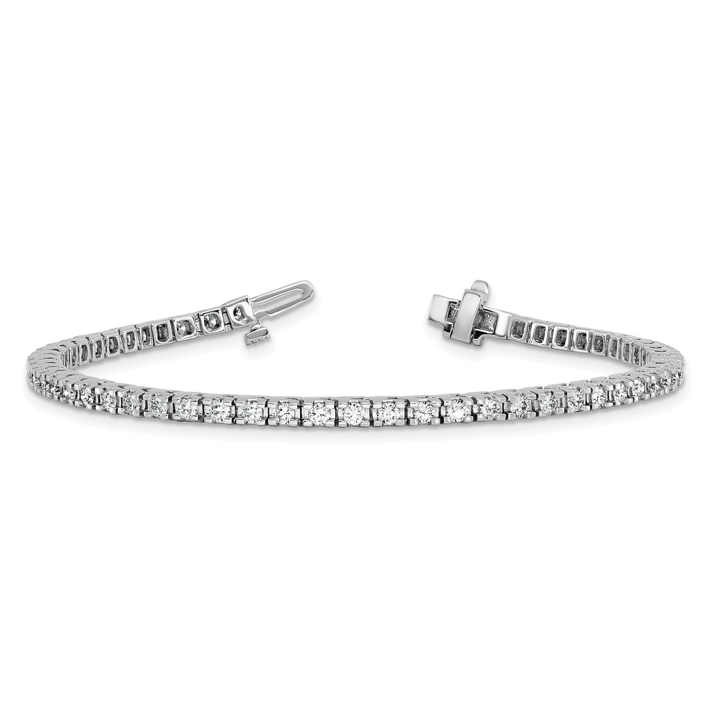 14k White Gold Holds 2.18 carat 56-2.1mm Round Diamond 4-prong 7 inch Tennis Bracelet Mounting (No Stone Included)