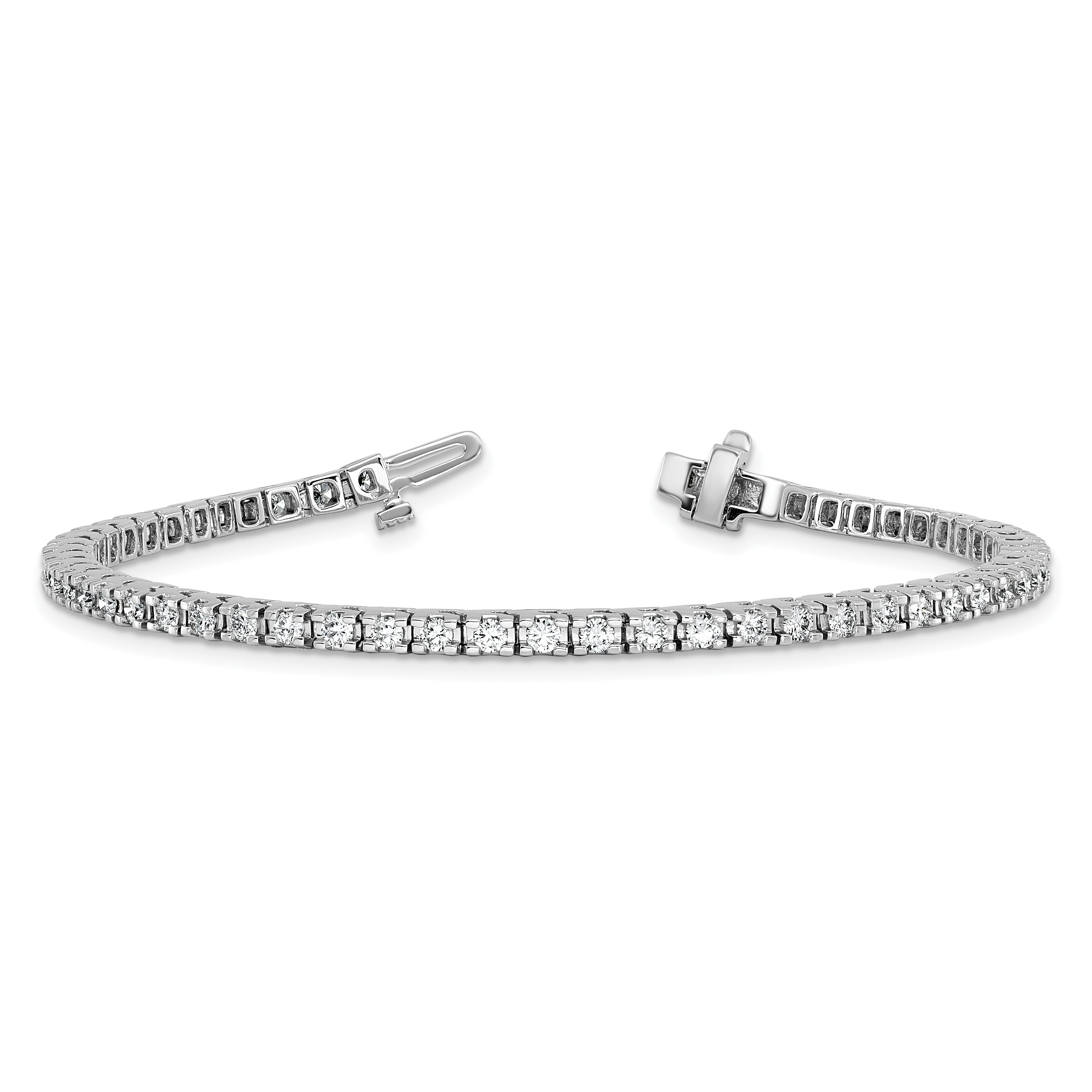 14k White Gold Holds 2.18 carat 56-2.1mm Round Diamond 4-prong 7 inch Tennis Bracelet Mounting (No Stone Included)