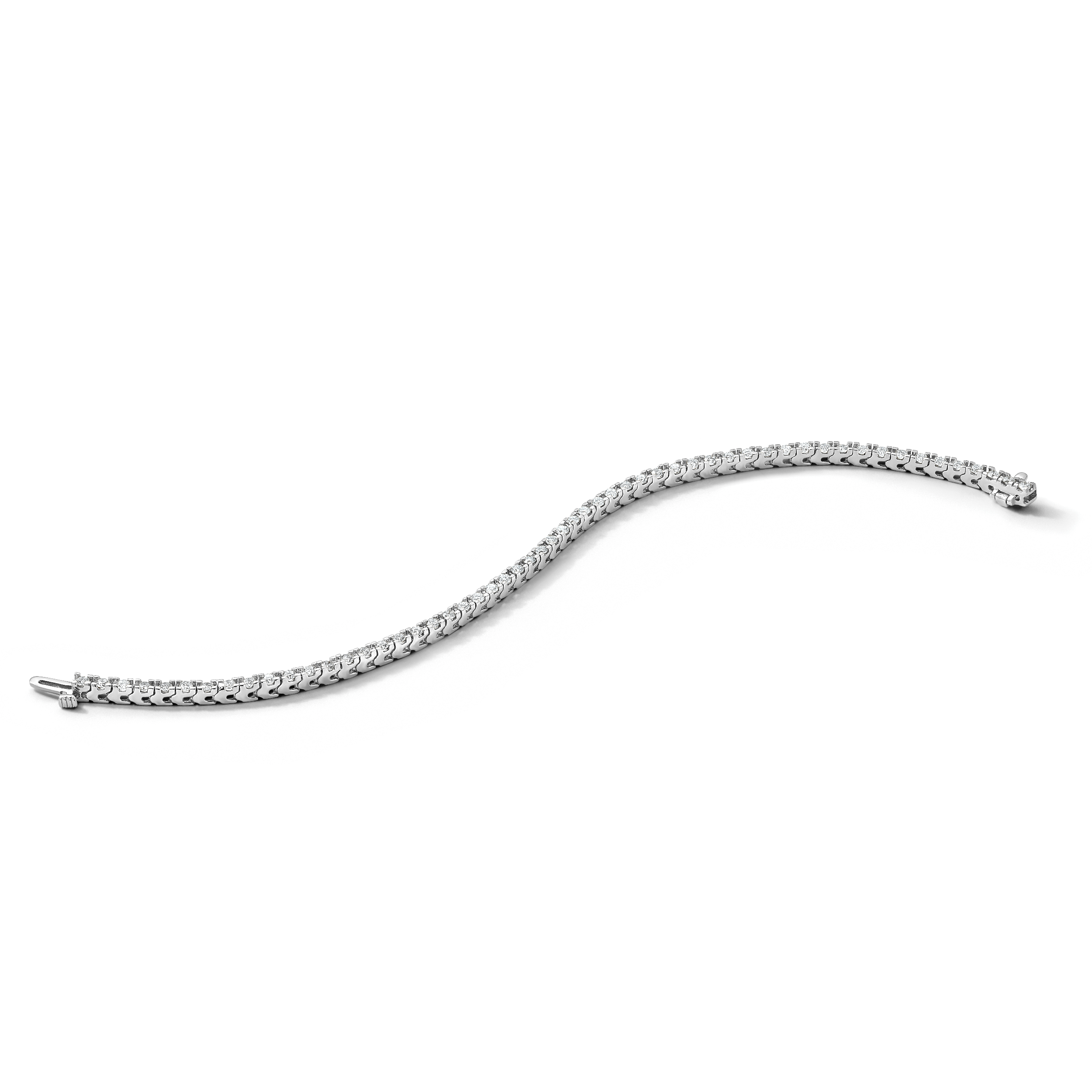 14k White Gold 2 1/5 carat Lab Grown Diamond VS/SI+ G+ Complete Round Tennis Bracelet