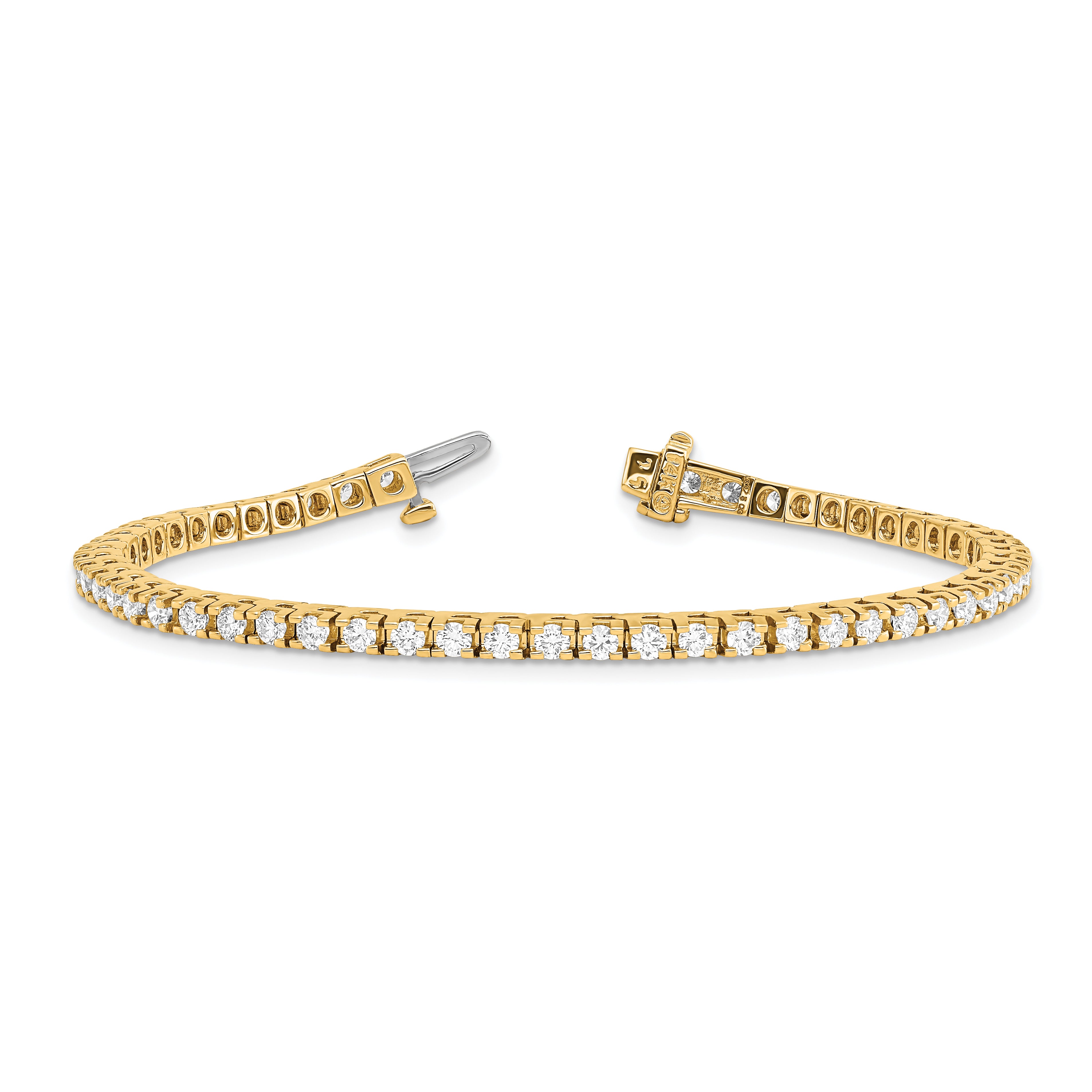 14k Complete 2.86 carat Round AAA Diamond 4-prong 7 inch Tennis Bracelet