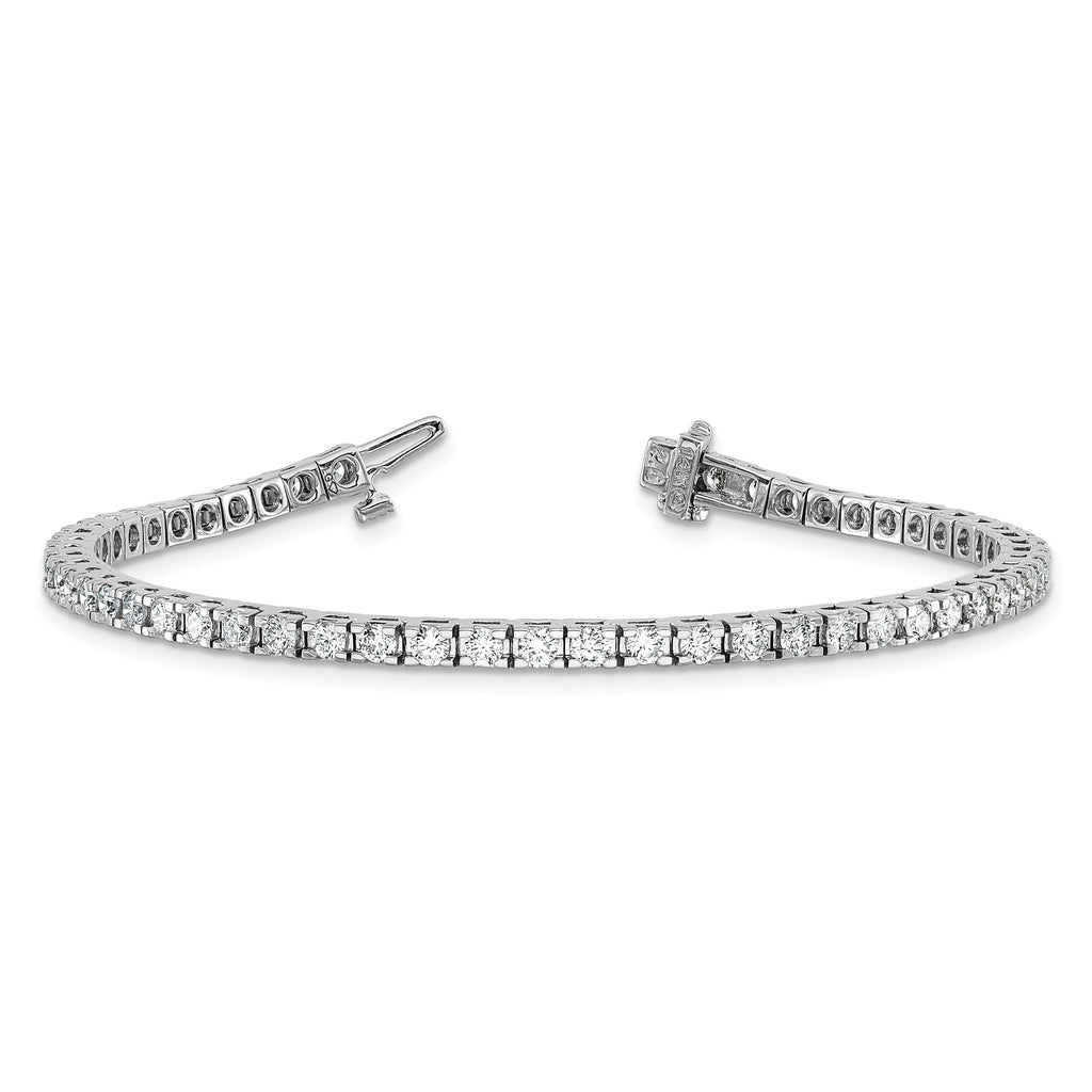 14k White Gold Complete 2.86 carat Round AA Diamond 4-prong 7 inch Tennis Bracelet