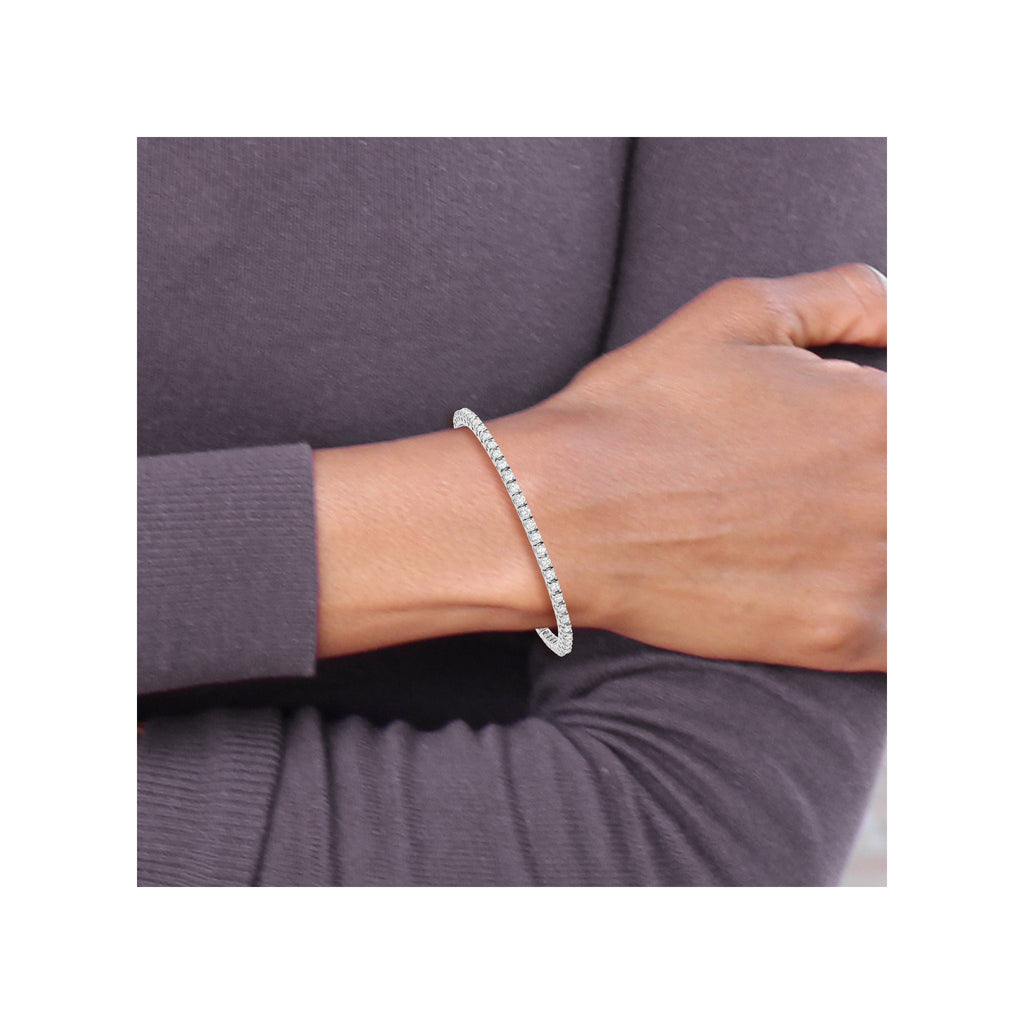 Lab-Grown Diamond Tennis Bracelet in 14K White Gold, 4mm (2 7/8 ct. tw.), 7 Inch - Sophia Jewelers