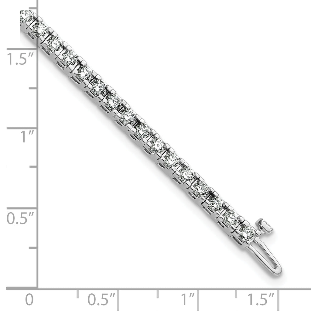 14k White Gold Complete 2.86 carat Round AA Diamond 4-prong 7 inch Tennis Bracelet