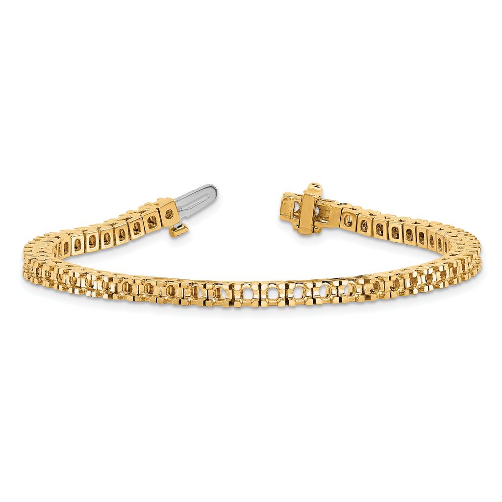 14k Holds 4.1 carat 52-2.7mm Round Diamond 4-prong 7 inch Tennis Bracelet Mounting (No Stone Included)