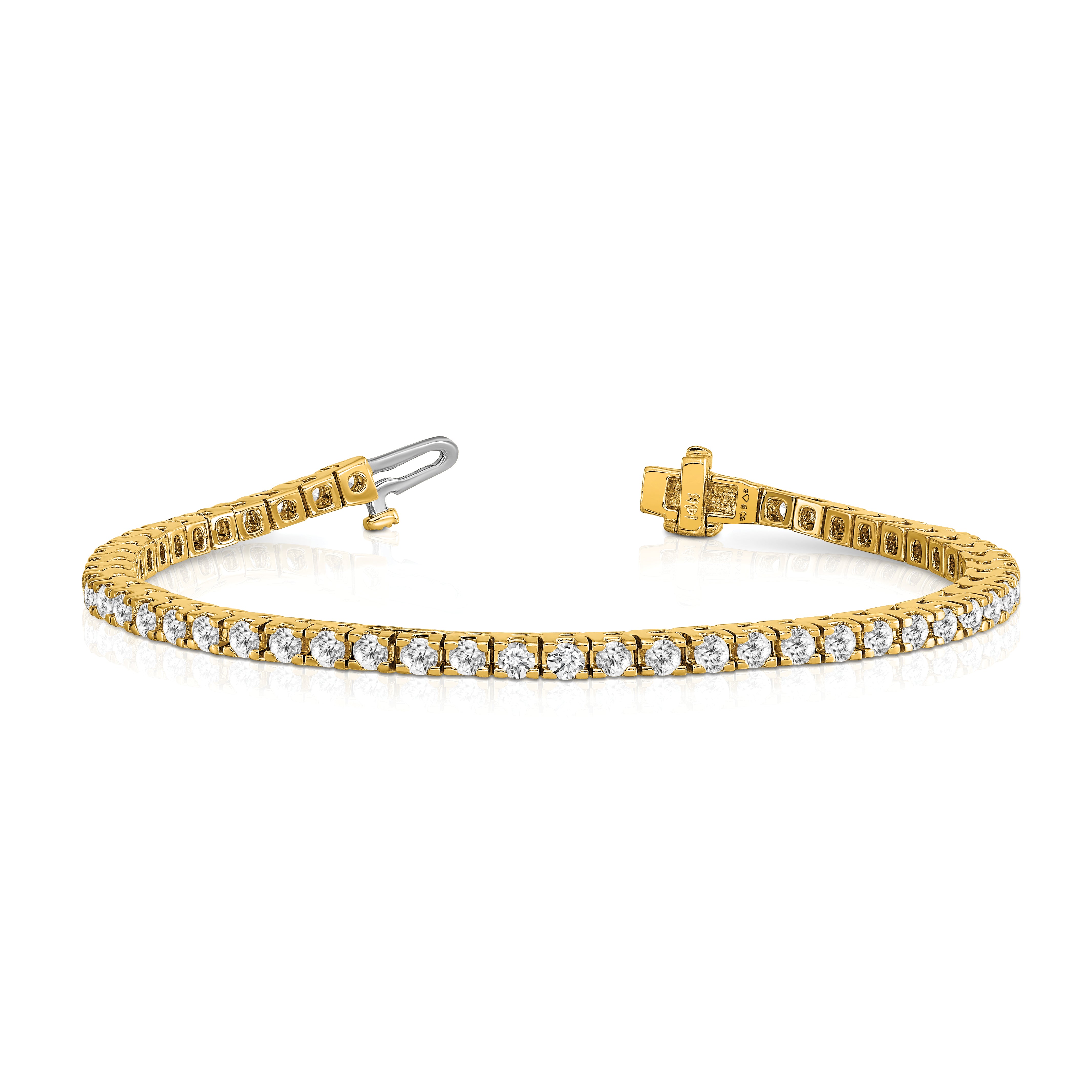 14k Complete 4.1 carat Round AAA Diamond 4-prong 7 inch Tennis Bracelet