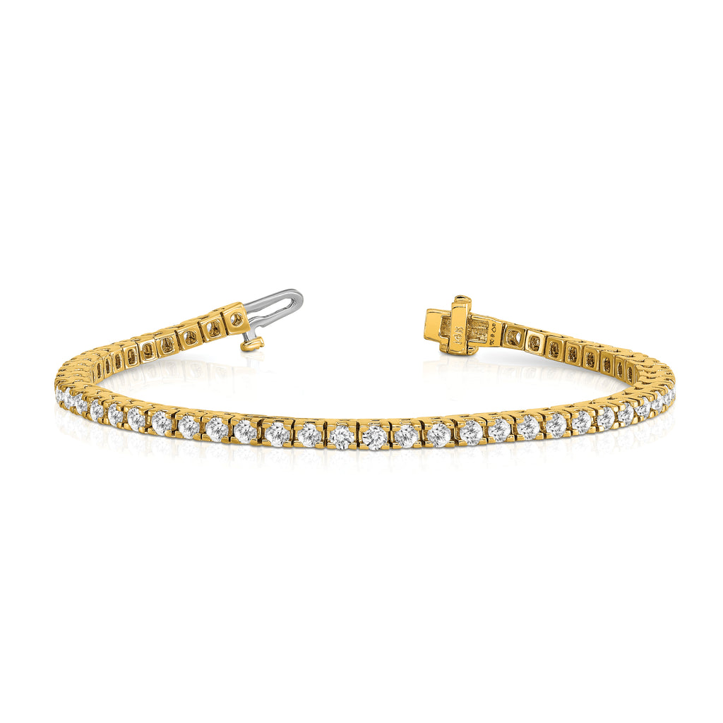 14k Complete 4.1 carat Round AAA Diamond 4-prong 7 inch Tennis Bracelet