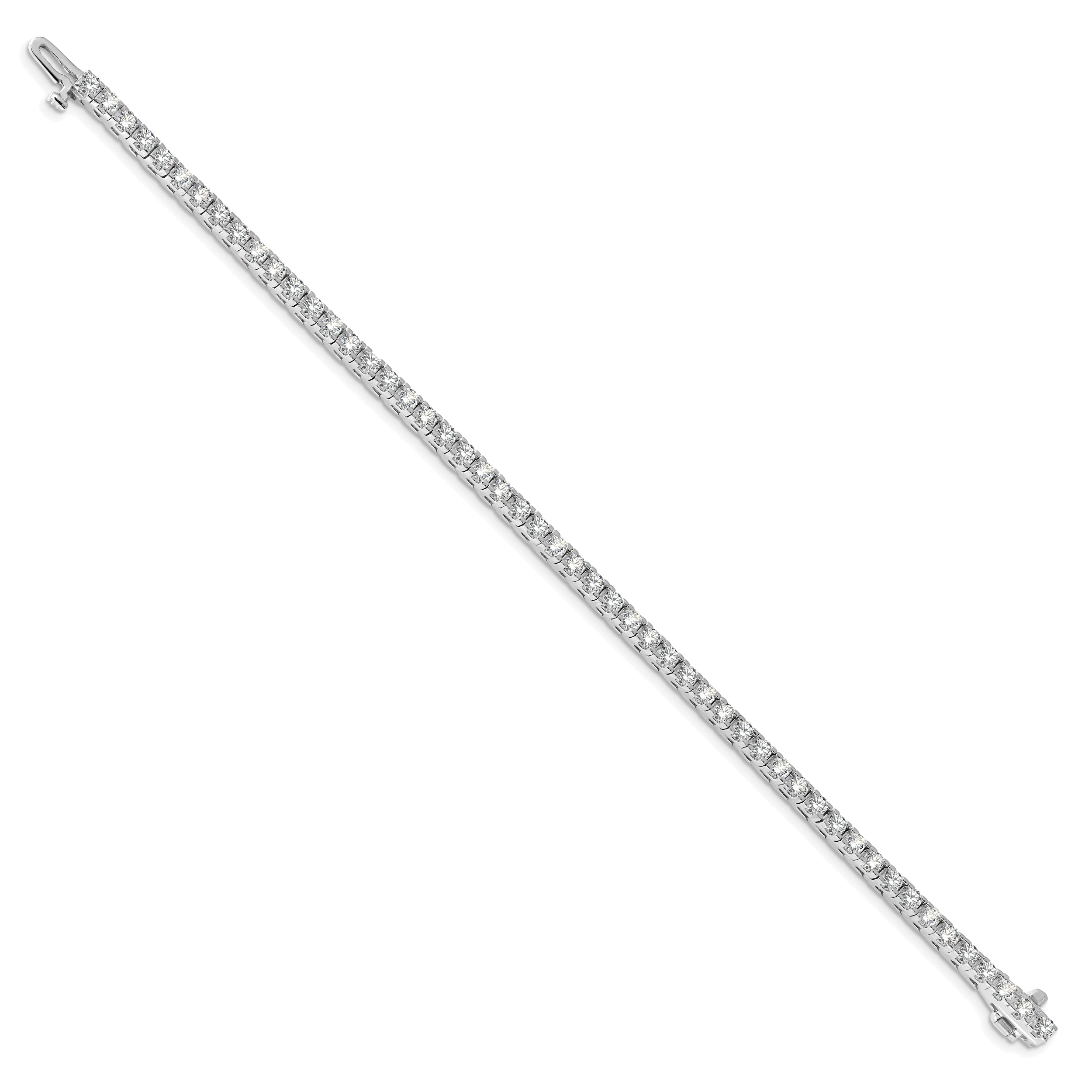 14k White Gold Complete 4.1 carat Round AA Diamond 4-prong 7 inch Tennis Bracelet