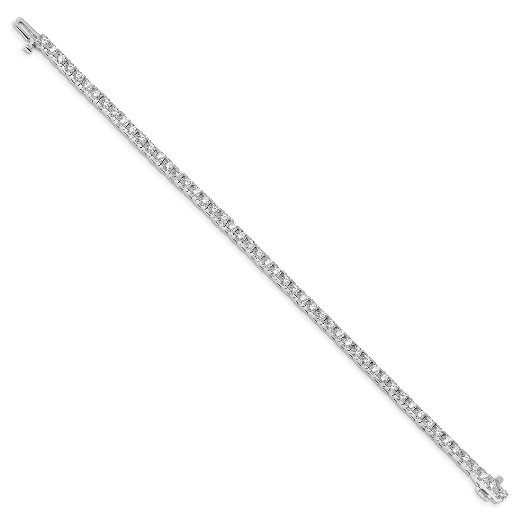 14k White Gold Complete 4.1 carat Round AA Diamond 4-prong 7 inch Tennis Bracelet