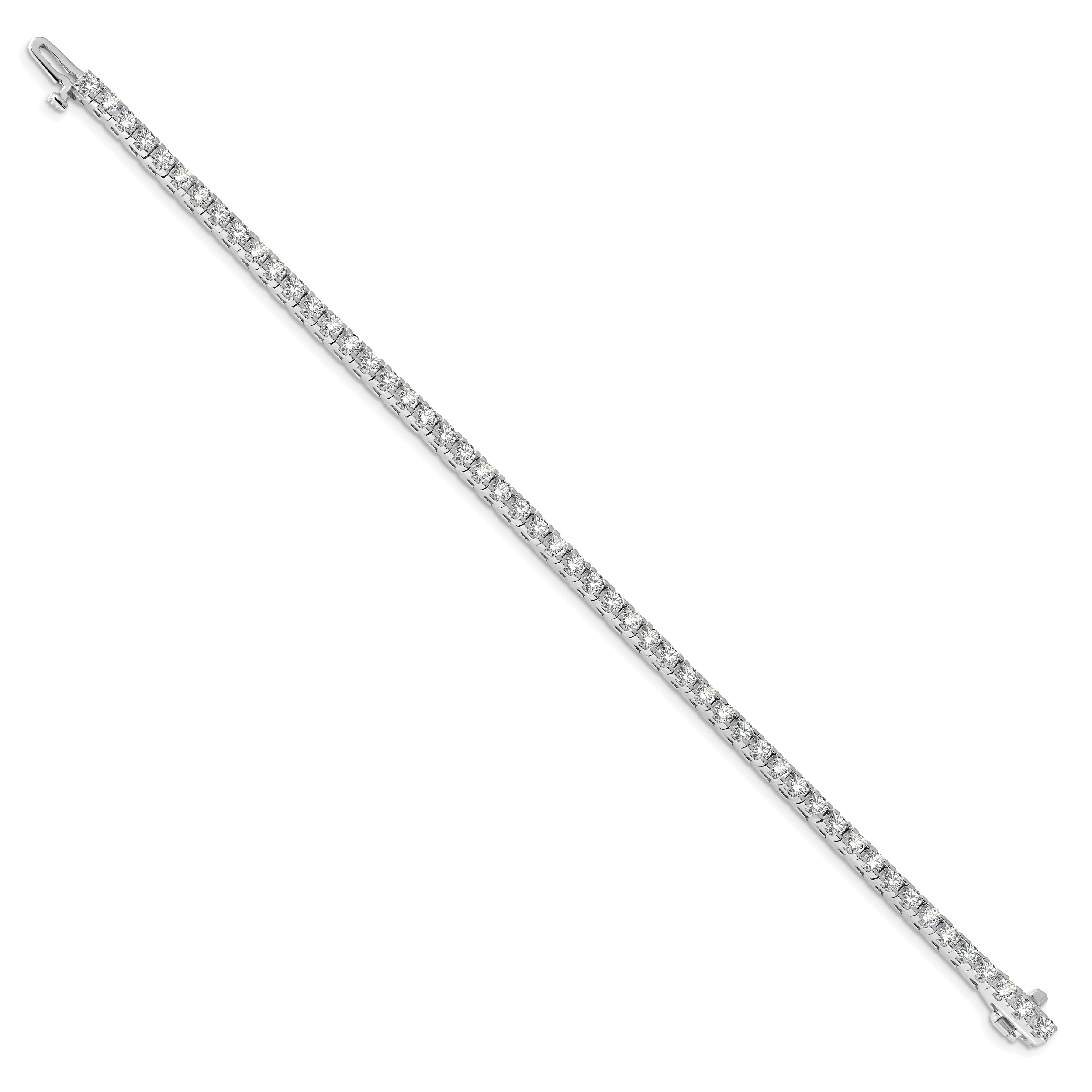 14k White Gold Complete 4.1 carat Round AA Diamond 4-prong 7 inch Tennis Bracelet