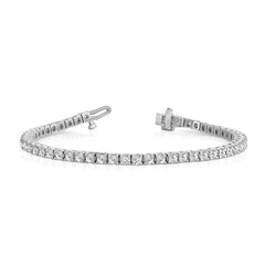 14k White Gold Complete 4.1 carat Round AA Diamond 4-prong 7 inch Tennis Bracelet