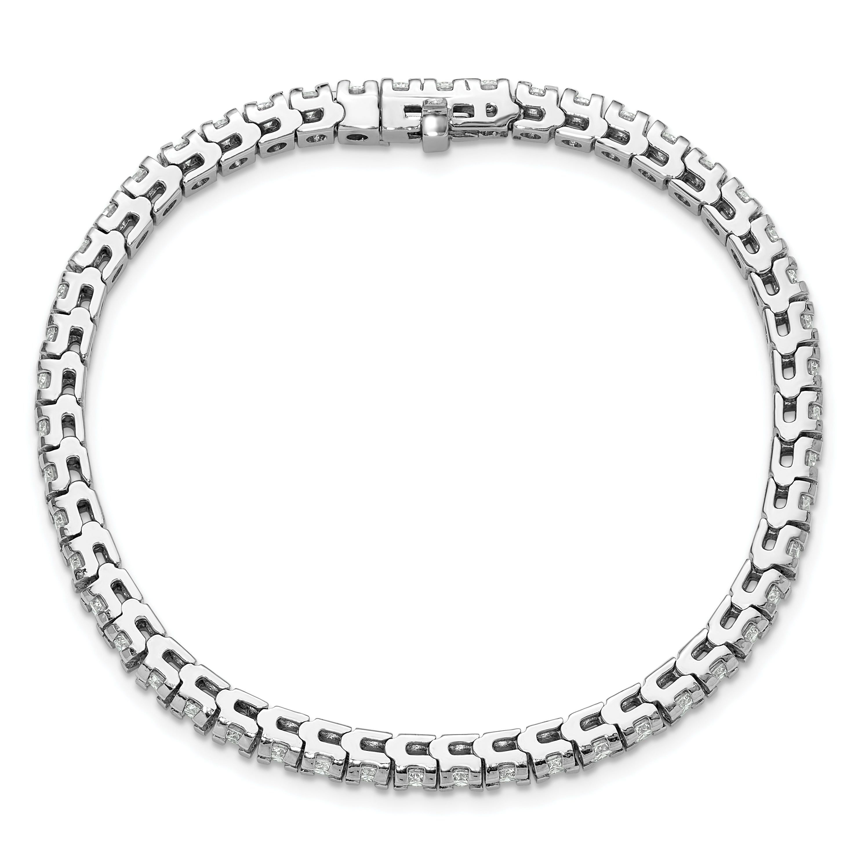 14k White Gold Complete 4.65 carat Round AA Diamond 4-prong 7 inch Tennis Bracelet