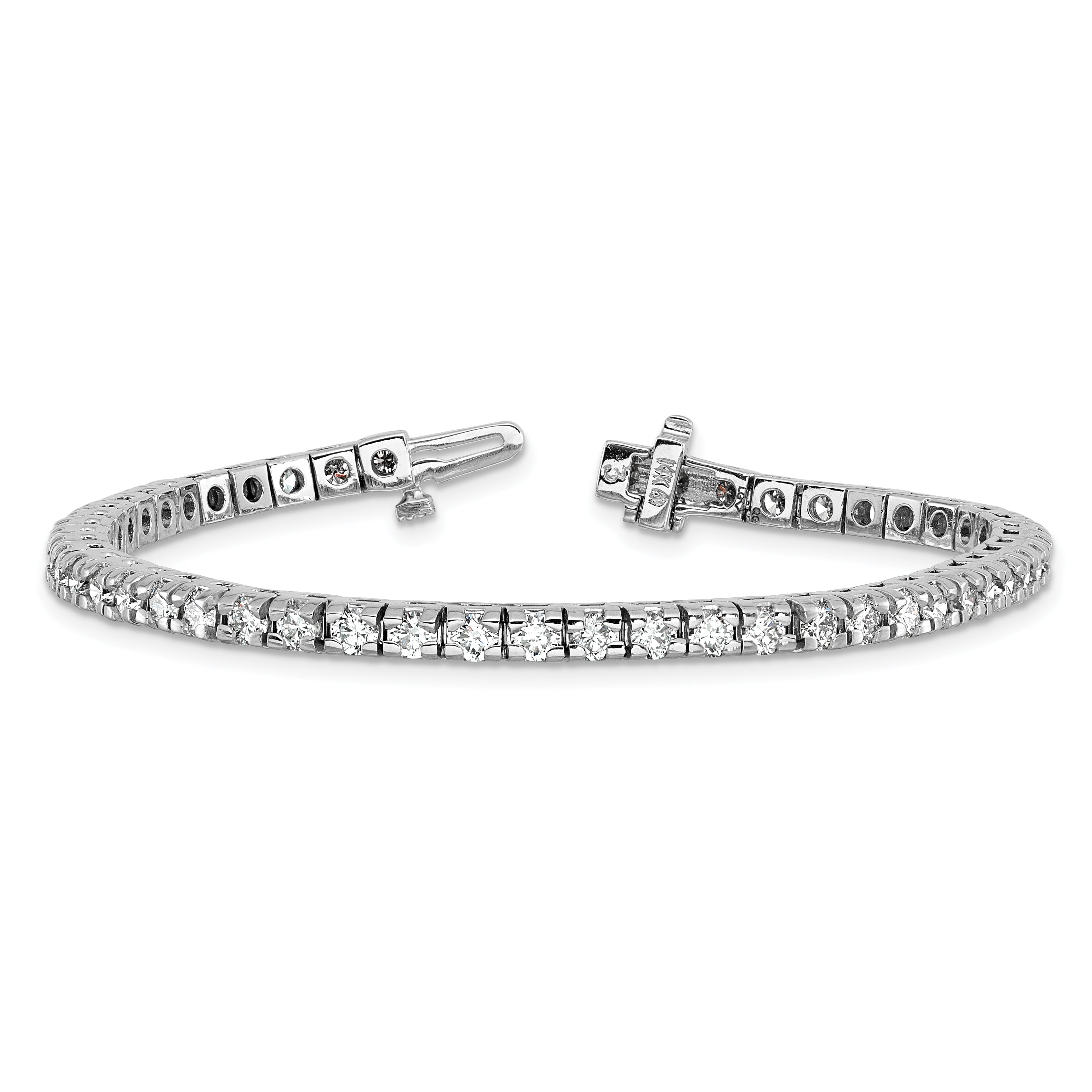 14k White Gold Complete 4.65 carat Round AA Diamond 4-prong 7 inch Tennis Bracelet