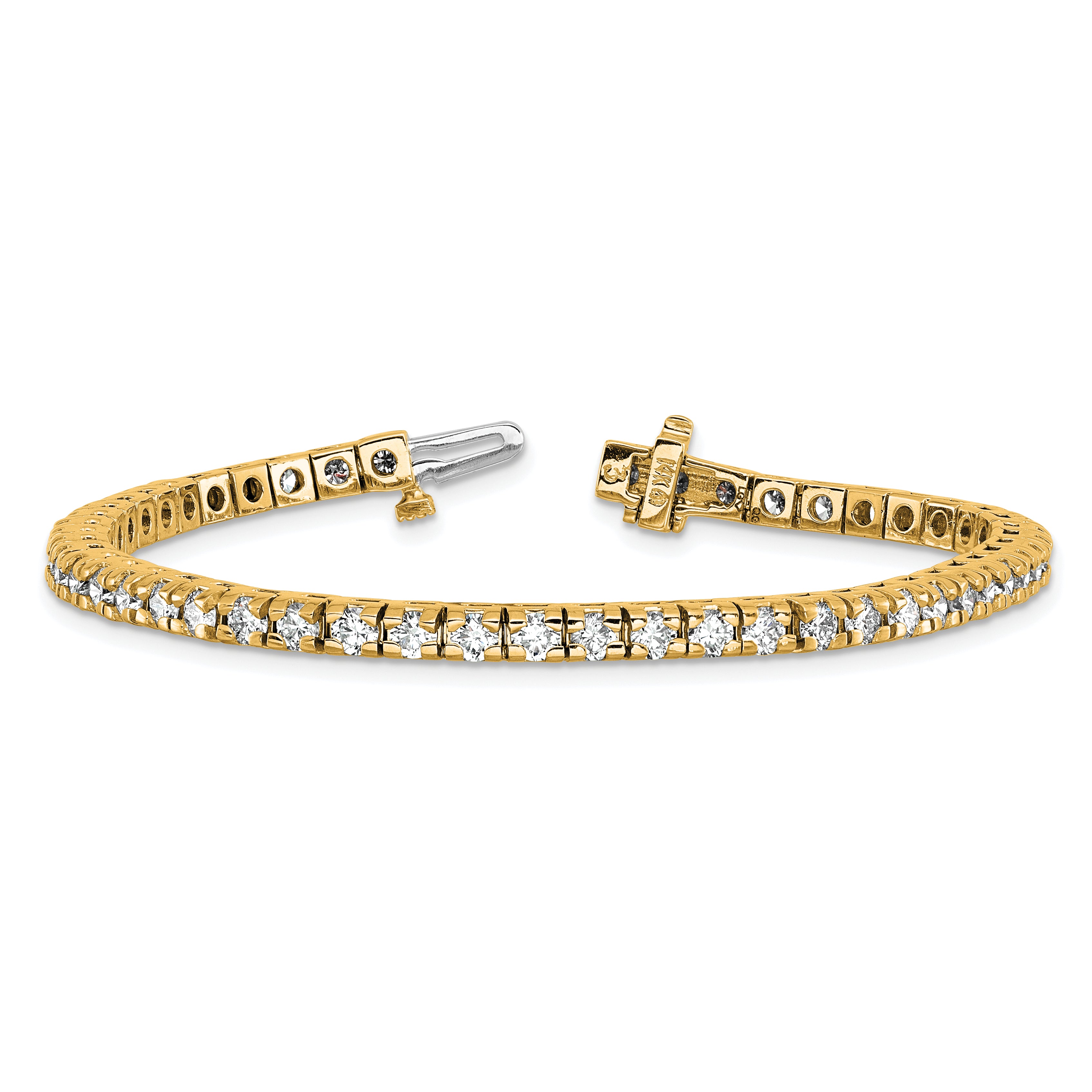 14k Complete 4.65 carat Round A Diamond 4-prong 7 inch Tennis Bracelet