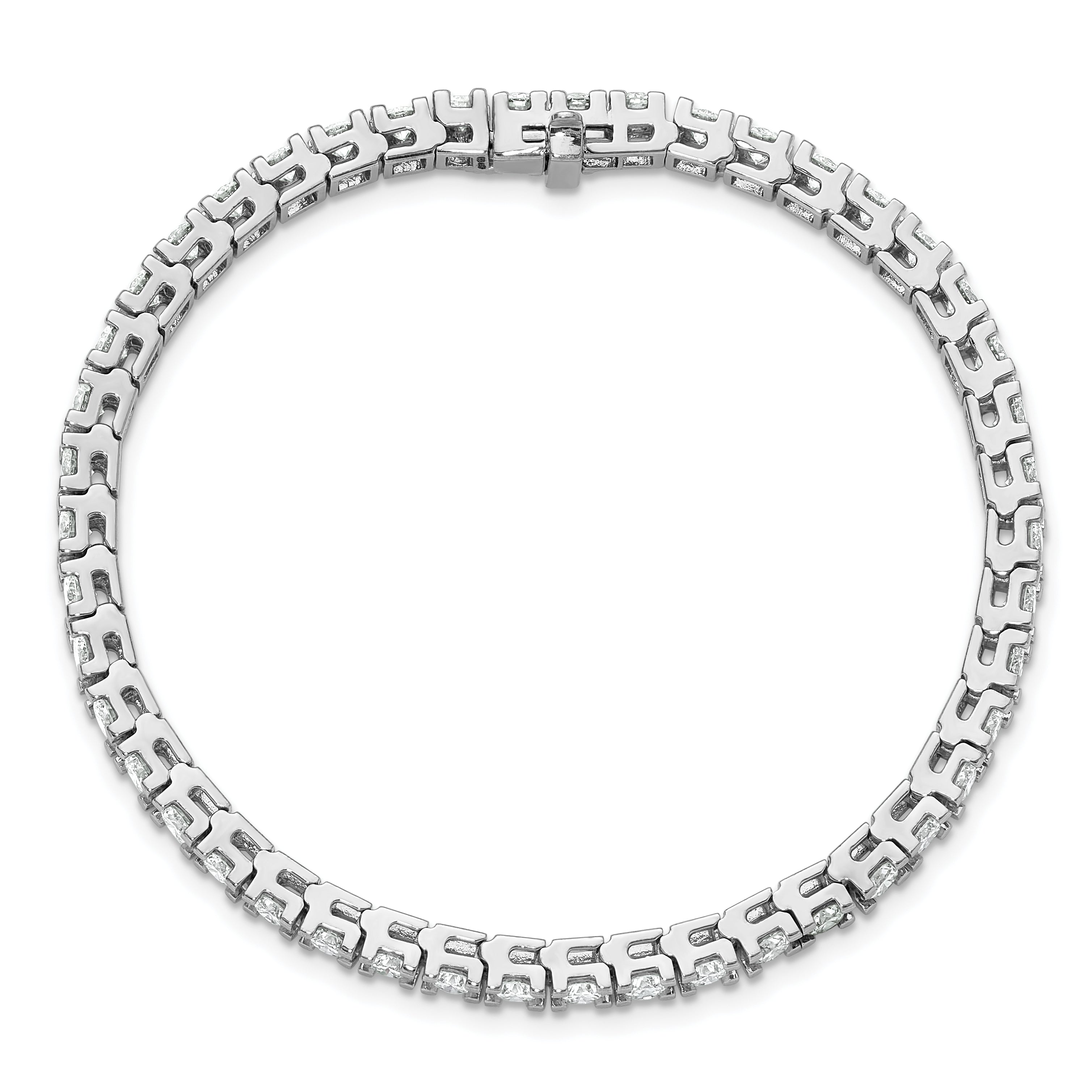 14k White Gold Holds 6.44 carat 46-3.25mm Round Diamond 4-prong 7 inch Tennis Bracelet Mounting (No Stone Included)