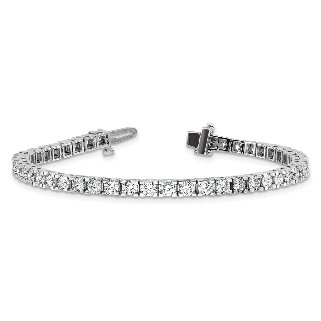 14k White Gold Holds 6.44 carat 46-3.25mm Round Diamond 4-prong 7 inch Tennis Bracelet Mounting (No Stone Included)