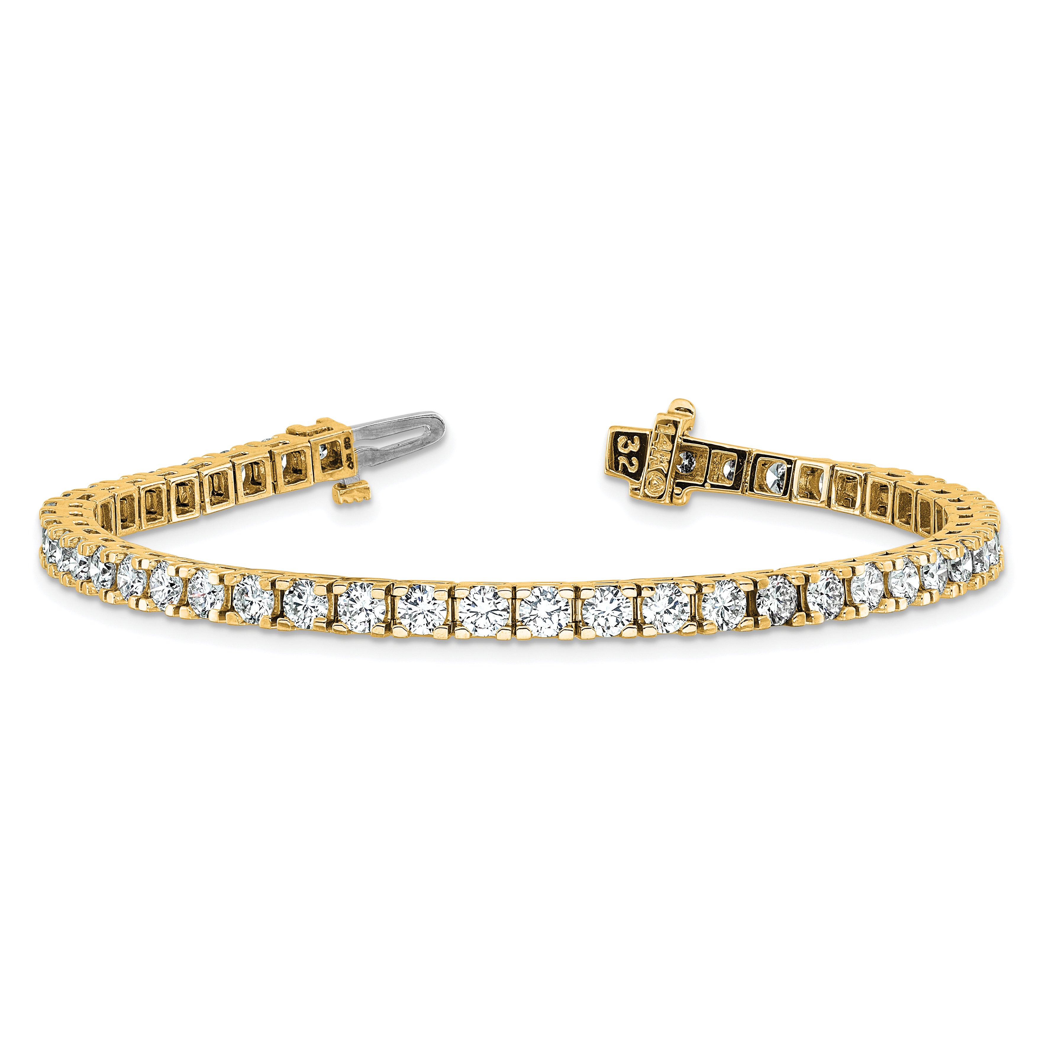 14k Complete 6.44 carat Round VS Diamond 4-prong 7 inch Tennis Bracelet
