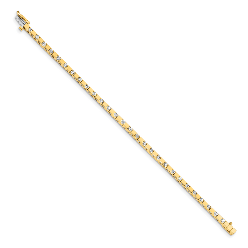 14k Holds 1.1 carat 28-2.1mm Round Diamond Square Link 7 inch Tennis Bracelet Mounting (No Stone Included)