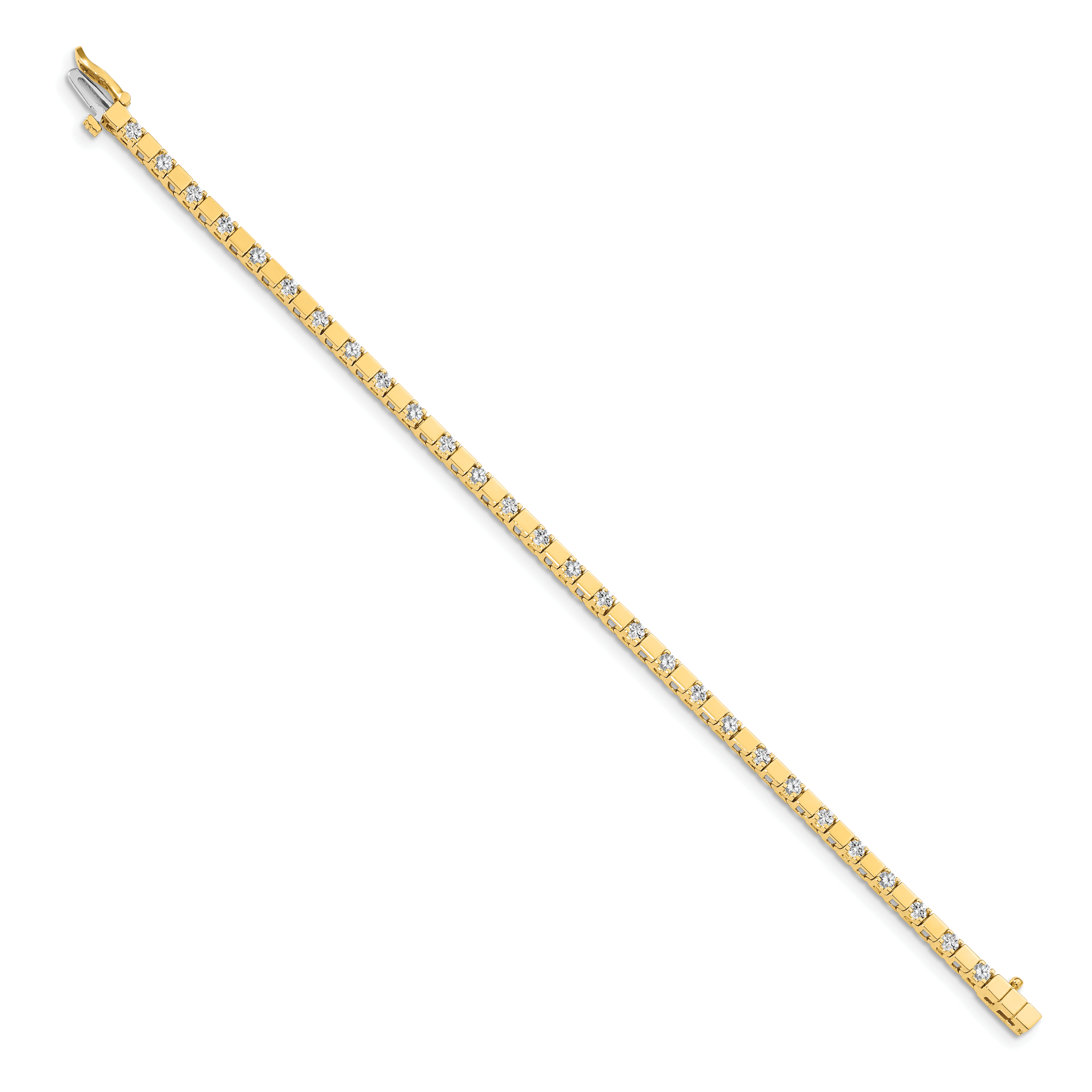 14k Holds 1.1 carat 28-2.1mm Round Diamond Square Link 7 inch Tennis Bracelet Mounting (No Stone Included)