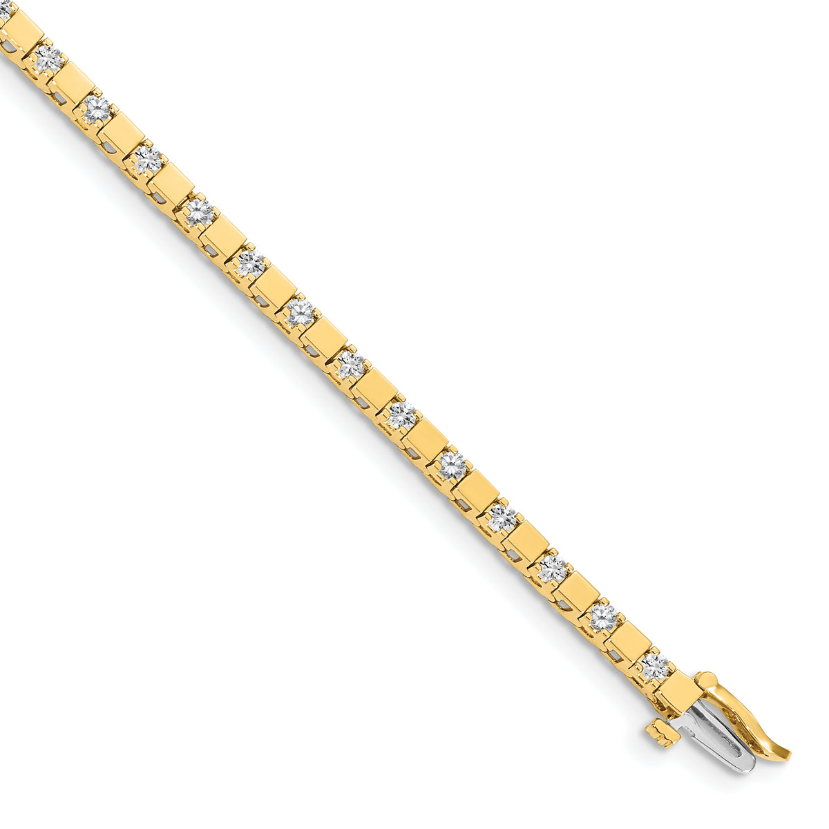 14k Holds 1.1 carat 28-2.1mm Round Diamond Square Link 7 inch Tennis Bracelet Mounting (No Stone Included)