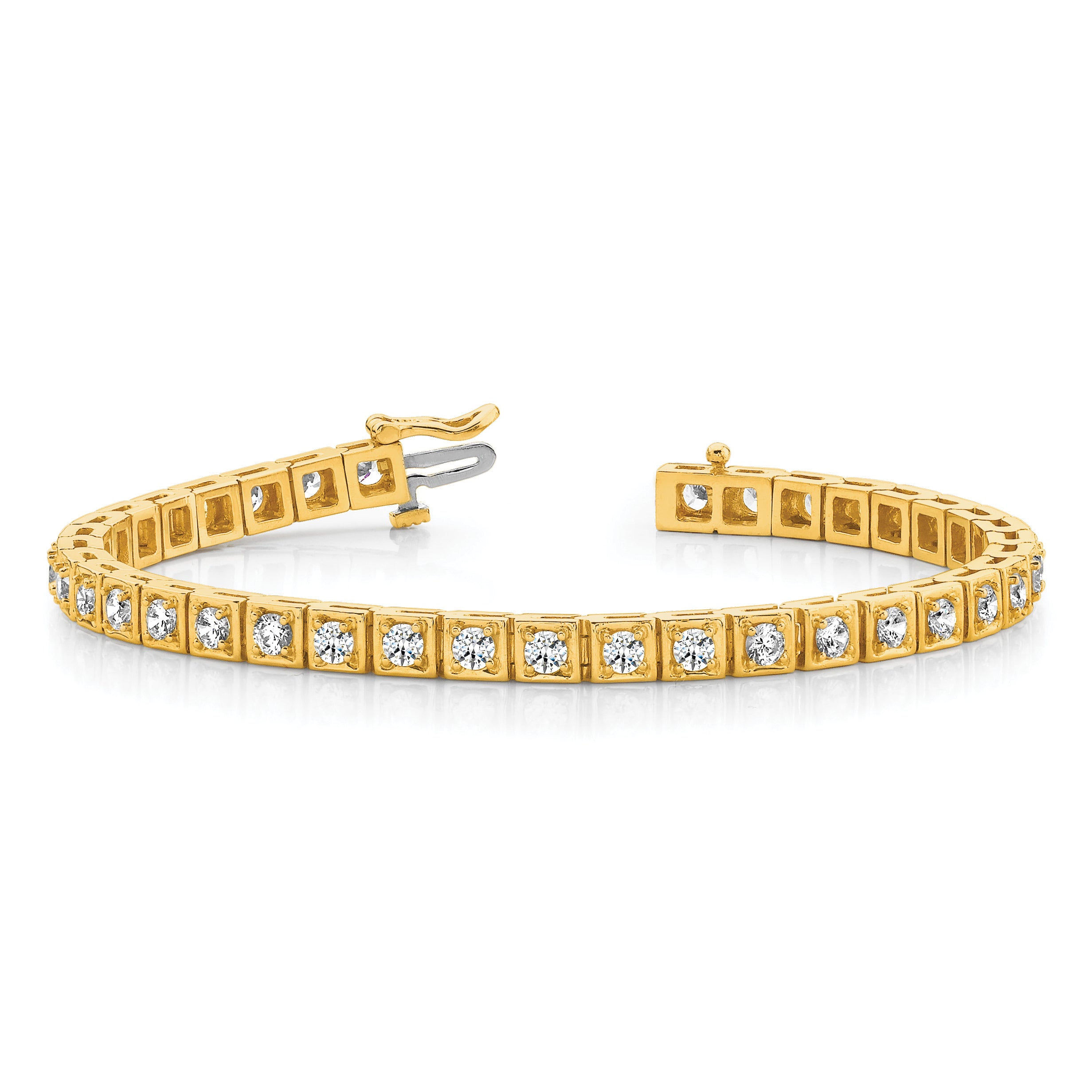 14k Holds 1.75 carat 44-2.2mm Round Diamond 4-prong 7 inch Tennis Bracelet Mounting (No Stone Included)