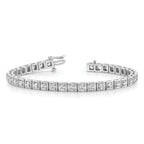 14k White Gold Holds 1.75 carat 44-2.2mm Round Diamond 4-prong 7 inch Tennis Bracelet Mounting (No Stone Included)
