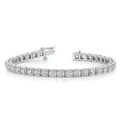 14k White Gold Holds 1.75 carat 44-2.2mm Round Diamond 4-prong 7 inch Tennis Bracelet Mounting (No Stone Included)