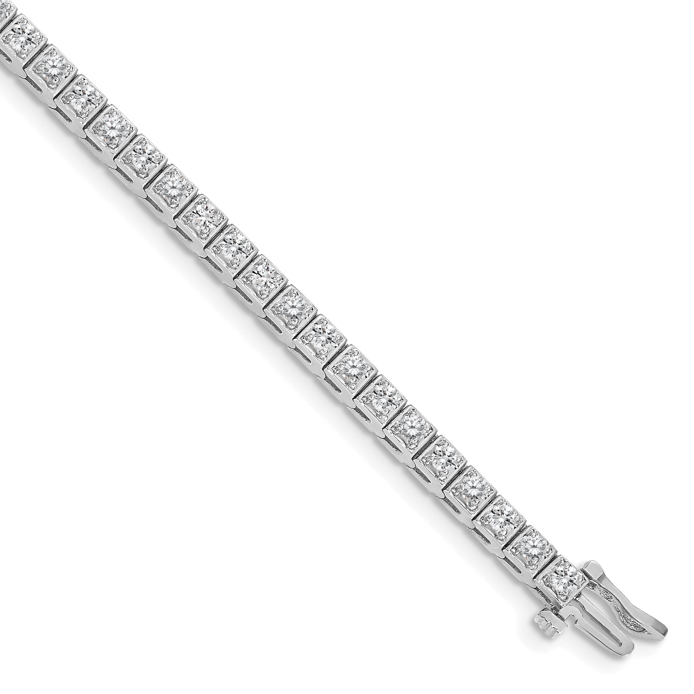 14k White Gold Holds 1.75 carat 44-2.2mm Round Diamond 4-prong 7 inch Tennis Bracelet Mounting (No Stone Included)