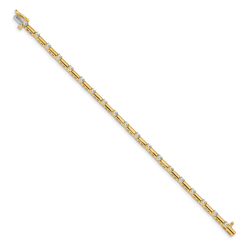 14k Holds 1 carat 19-2.4mm Round Diamond Bar Link 7 inch Tennis Bracelet Mounting (No Stone Included)