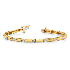 14k Complete 1 carat Round A Diamond Bar Link 7 inch Tennis Bracelet