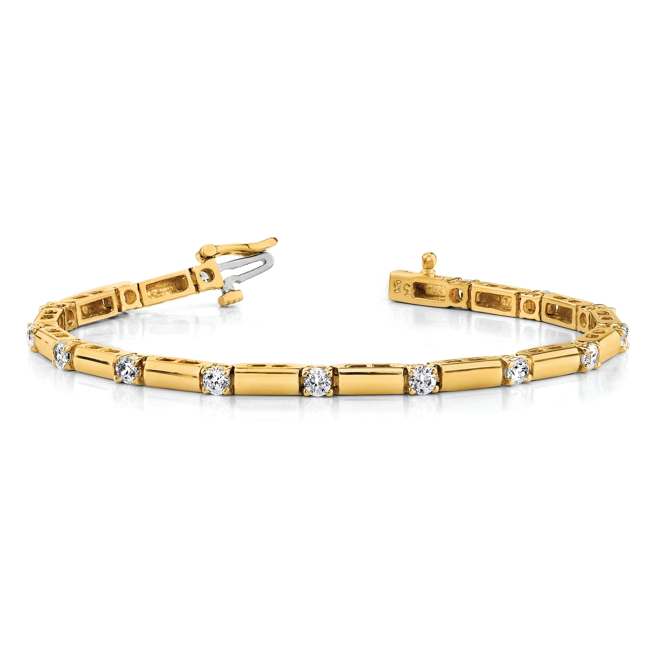 14k Complete 1 carat Round AA Diamond Bar Link 7 inch Tennis Bracelet