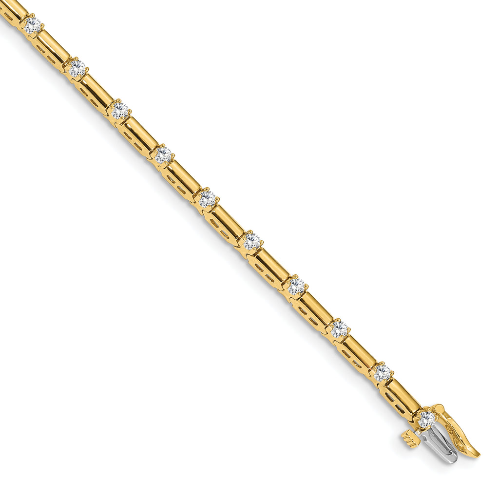 14k Holds 1 carat 19-2.4mm Round Diamond Bar Link 7 inch Tennis Bracelet Mounting (No Stone Included)