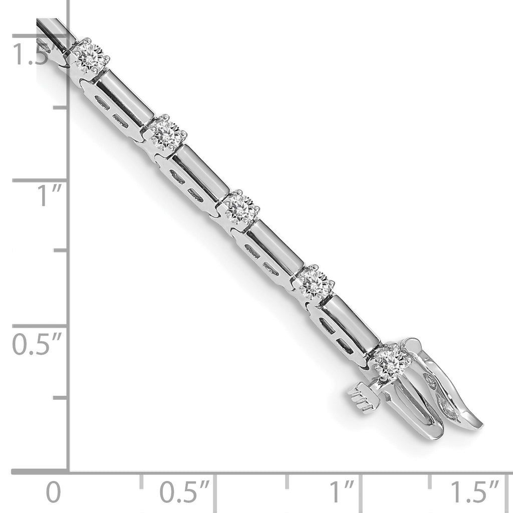 14k White Gold Holds 1 carat 19-2.4mm Round Diamond Bar Link 7 inch Tennis Bracelet Mounting (No Stone Included)