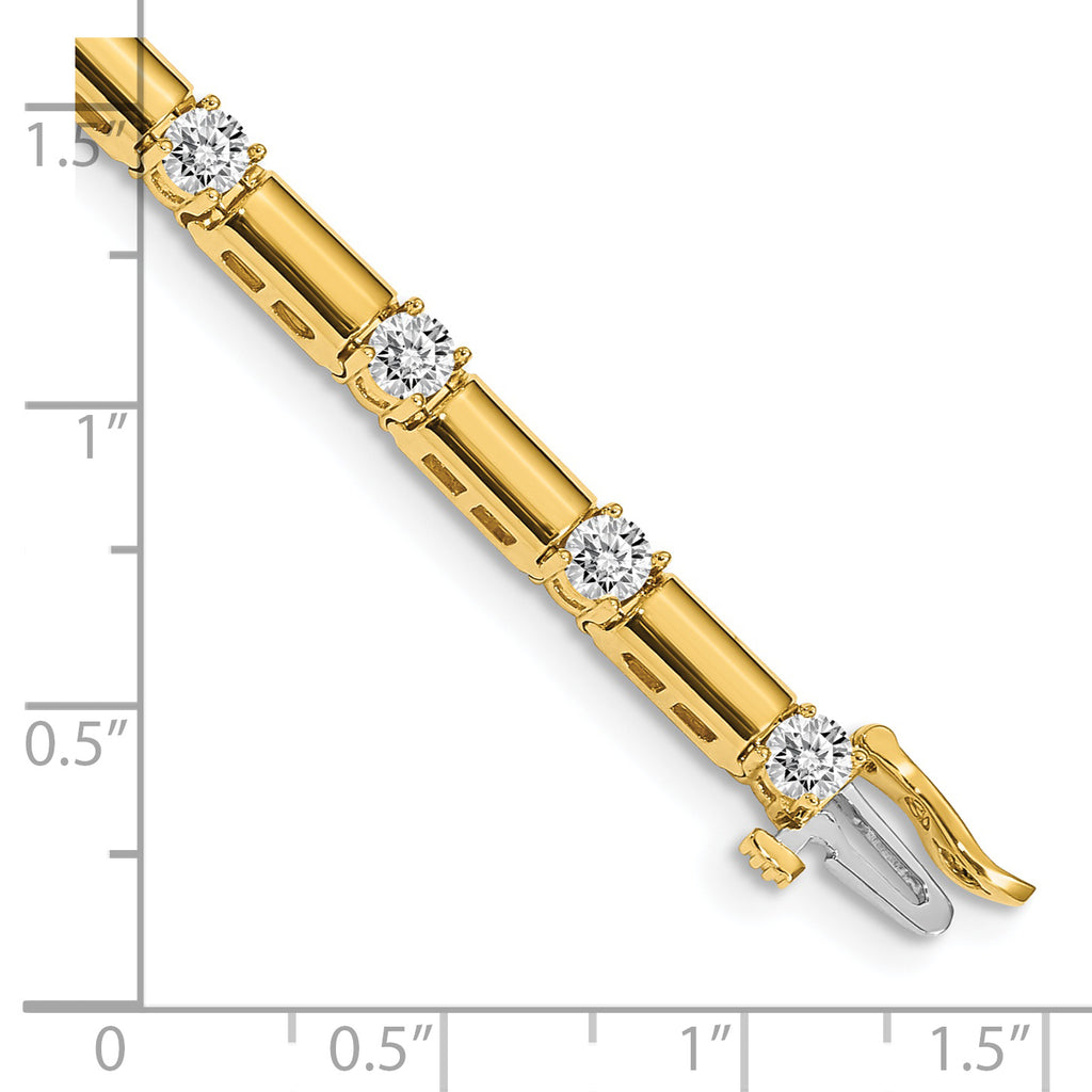 14k Complete 2.1 carat Round A Diamond Bar Link 7 inch Tennis Bracelet