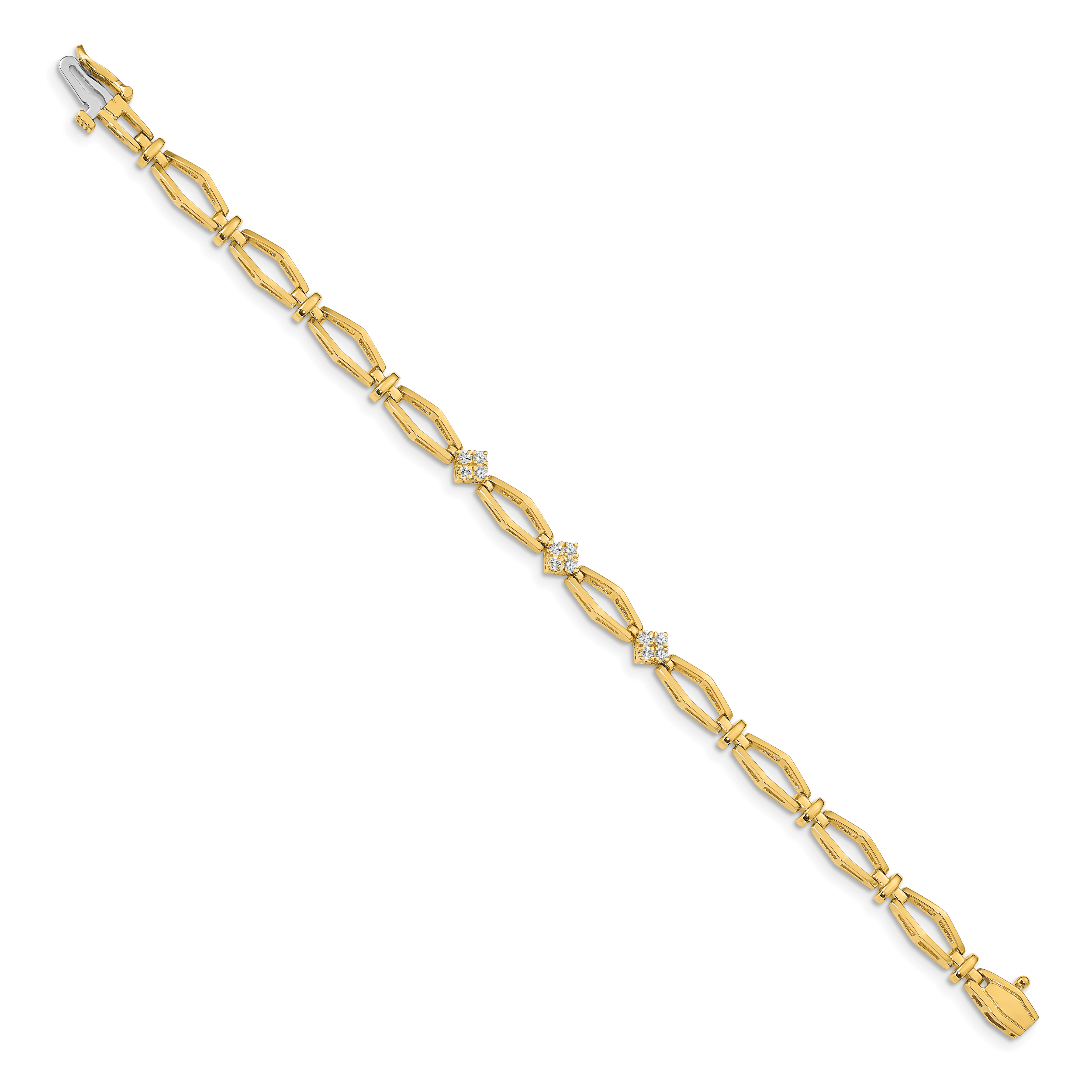 14k Holds 1/5 carat 12-1.6mm Round Diamond Cluster Fancy 7 inch Bracelet Mounting (No Stone Included) Secondary image