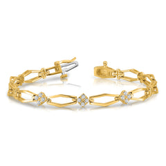 14k Holds 1/5 carat 12-1.6mm Round Diamond Cluster Fancy 7 inch Bracelet Mounting (No Stone Included)