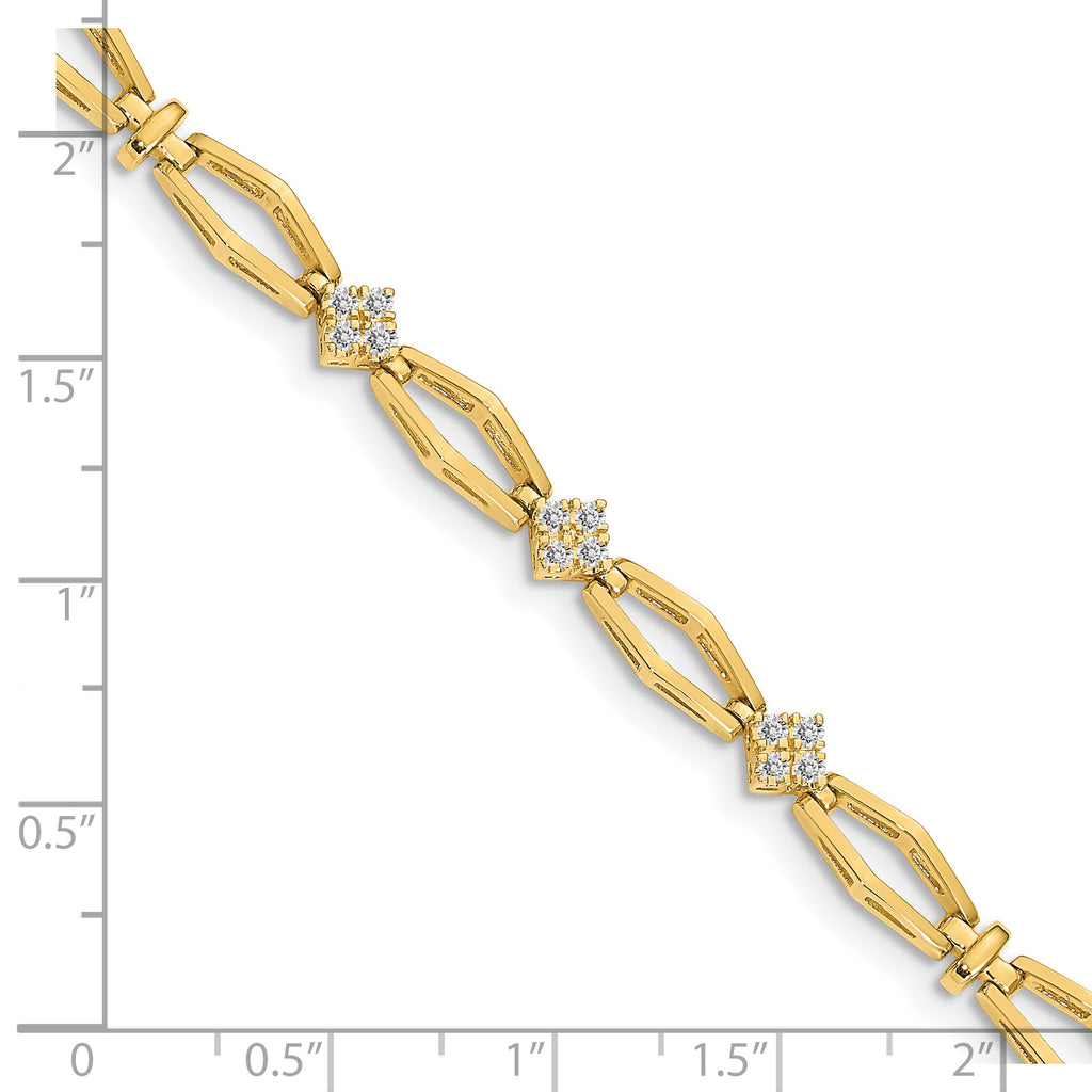 14k Holds 1/5 carat 12-1.6mm Round Diamond Cluster Fancy 7 inch Bracelet Mounting (No Stone Included)