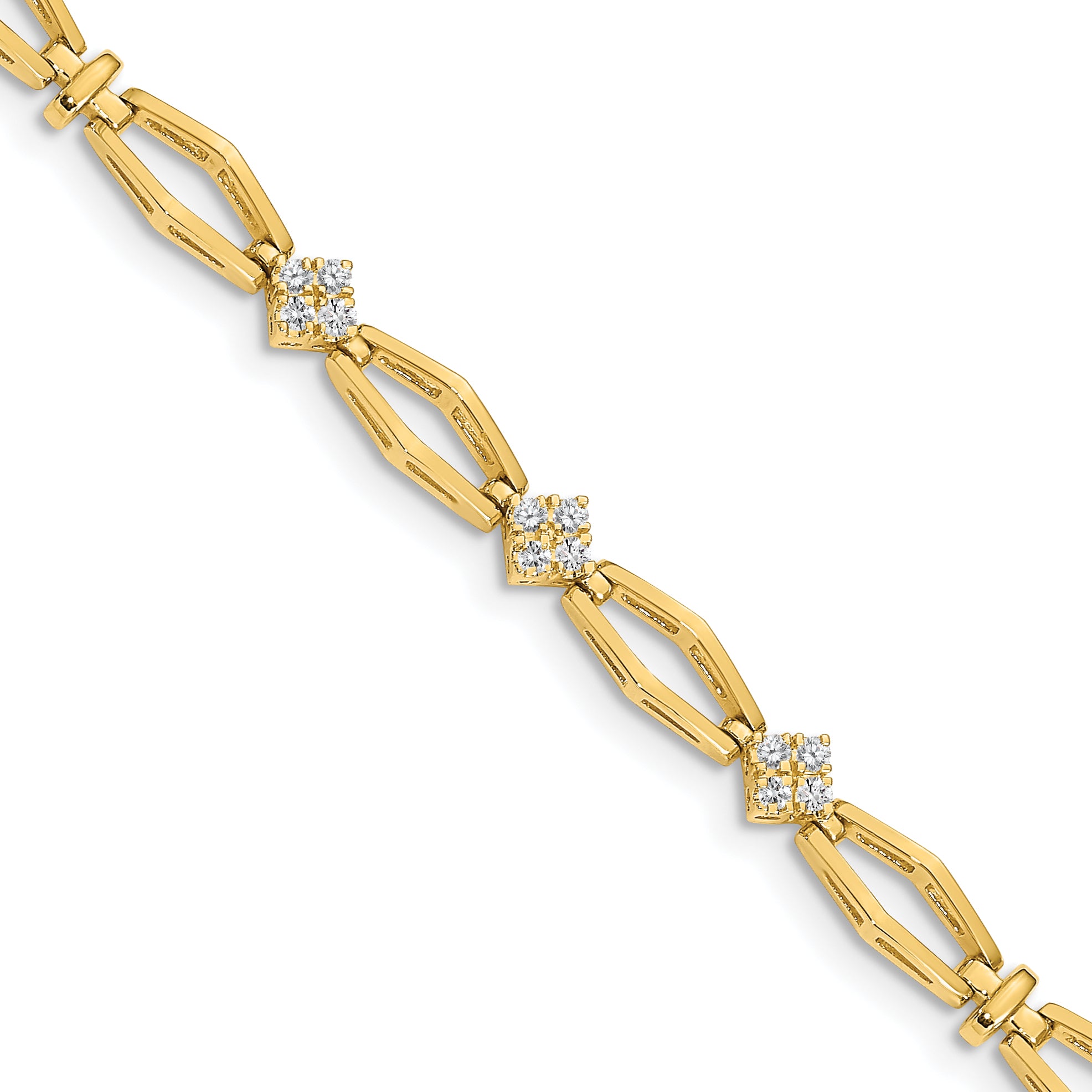 14k Holds 1/5 carat 12-1.6mm Round Diamond Cluster Fancy 7 inch Bracelet Mounting (No Stone Included) Main image