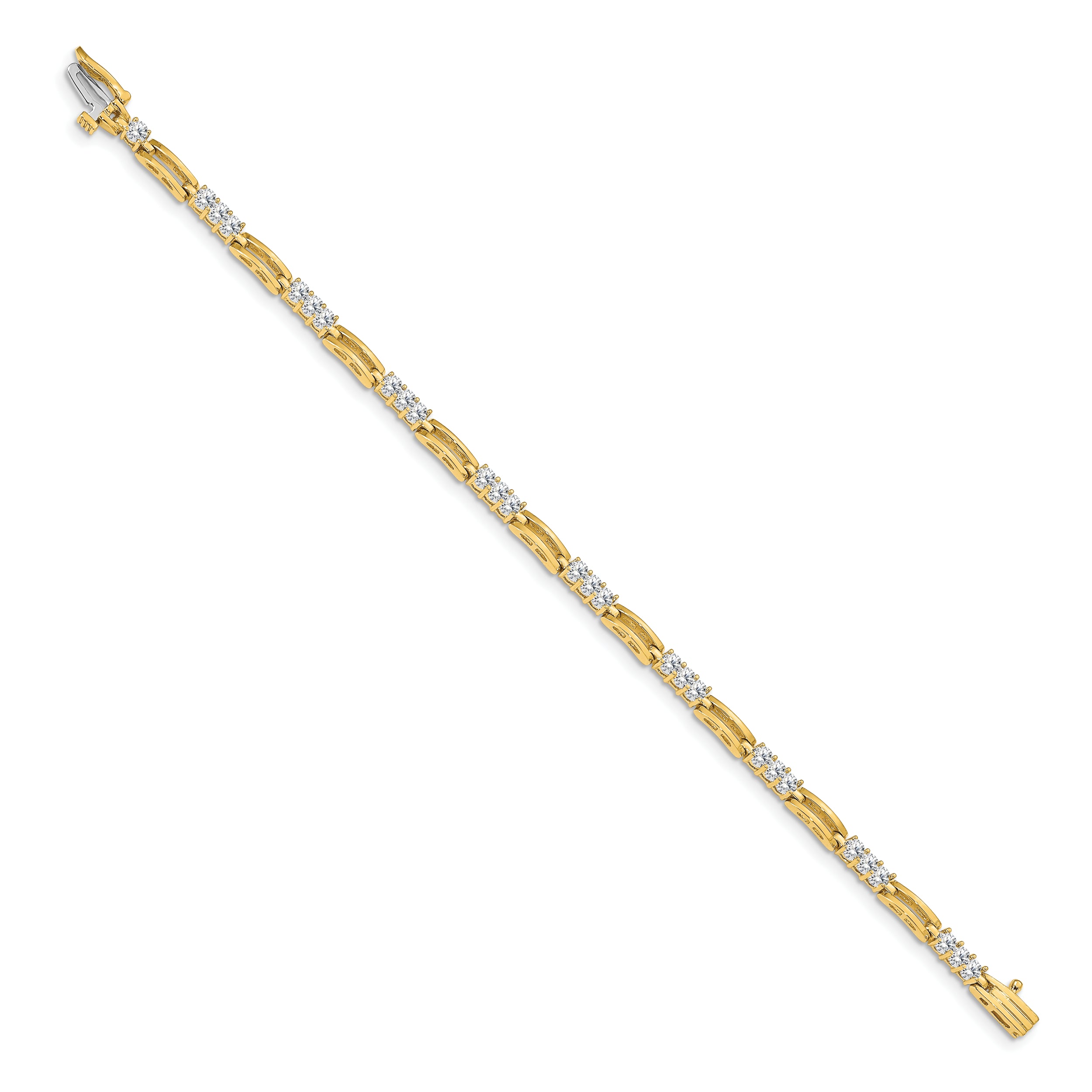 14k Holds 1.5 carat 28-2.4mm Round Diamond Paperclip Link 7 inch Tennis Bracelet Mounting (No Stone Included)