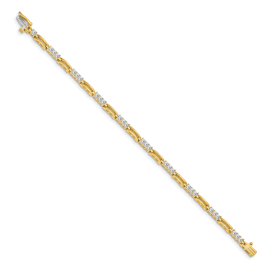 14k Holds 1.5 carat 28-2.4mm Round Diamond Paperclip Link 7 inch Tennis Bracelet Mounting (No Stone Included)