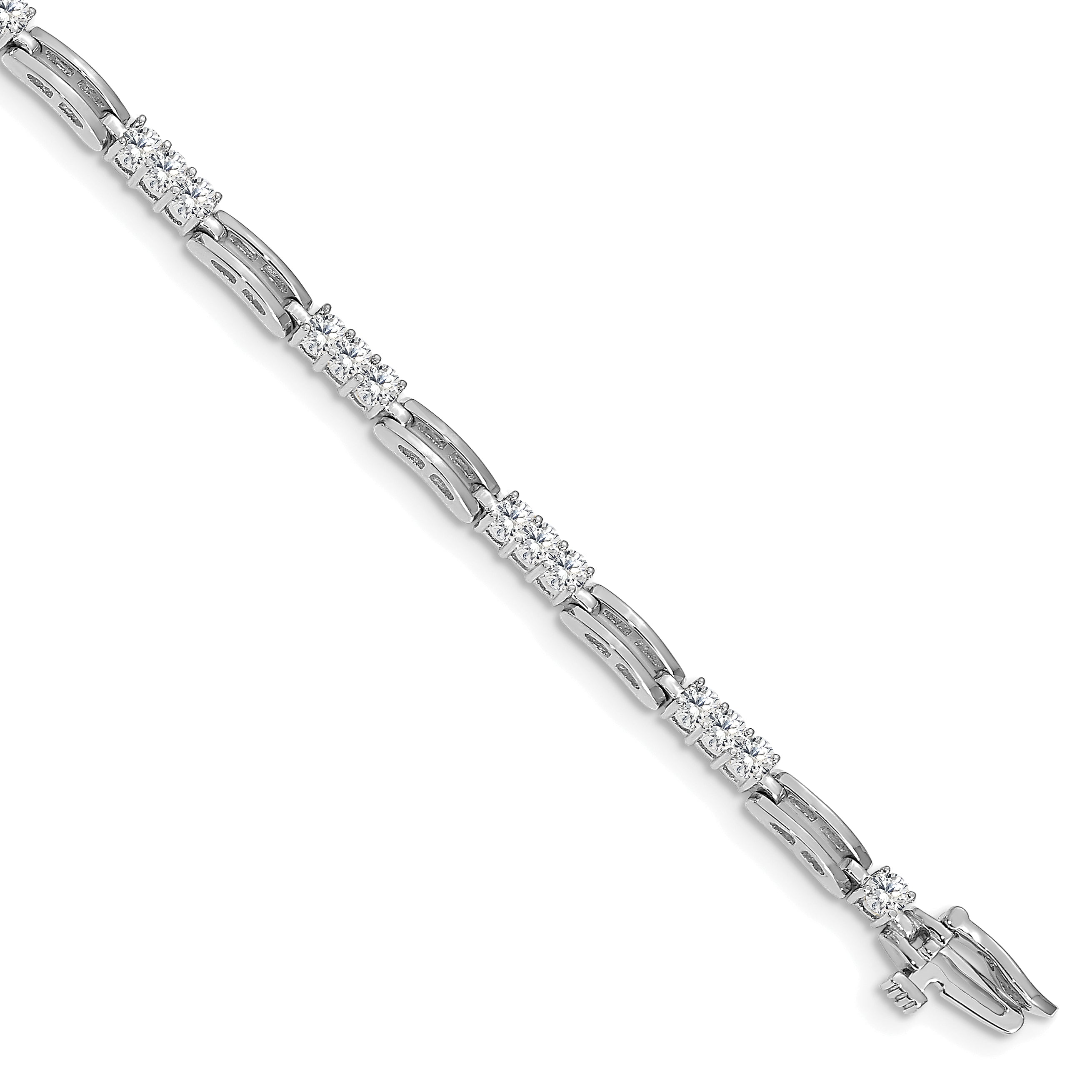 14k White Gold Holds 1.5 carat 28-2.4mm Round Diamond Paperclip Link 7 inch Tennis Bracelet Mounting (No Stone Included) Main image