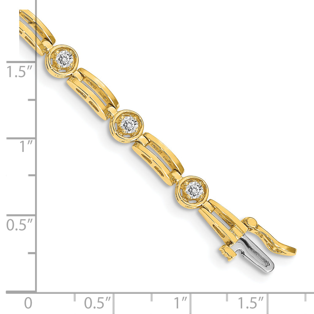 14k Holds 3/4 carat 11-2.6mm Round Diamond 4-prong Bar Link 7  inch Tennis Bracelet Mounting (No Stone Included)