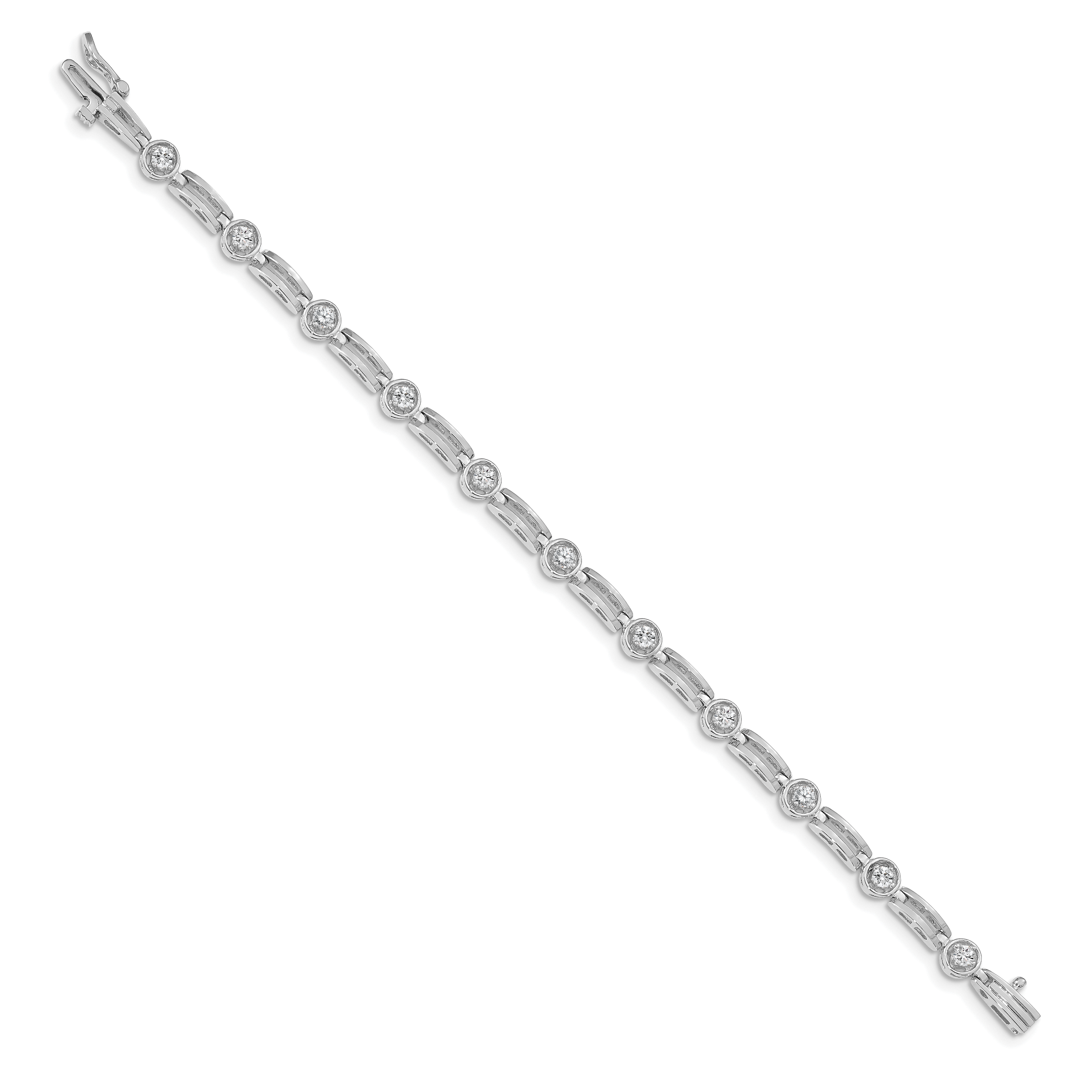 14k White Gold Holds 3/4 carat 11-2.6mm Round Diamond 4-prong Bar Link 7  inch Tennis Bracelet Mounting (No Stone Included)